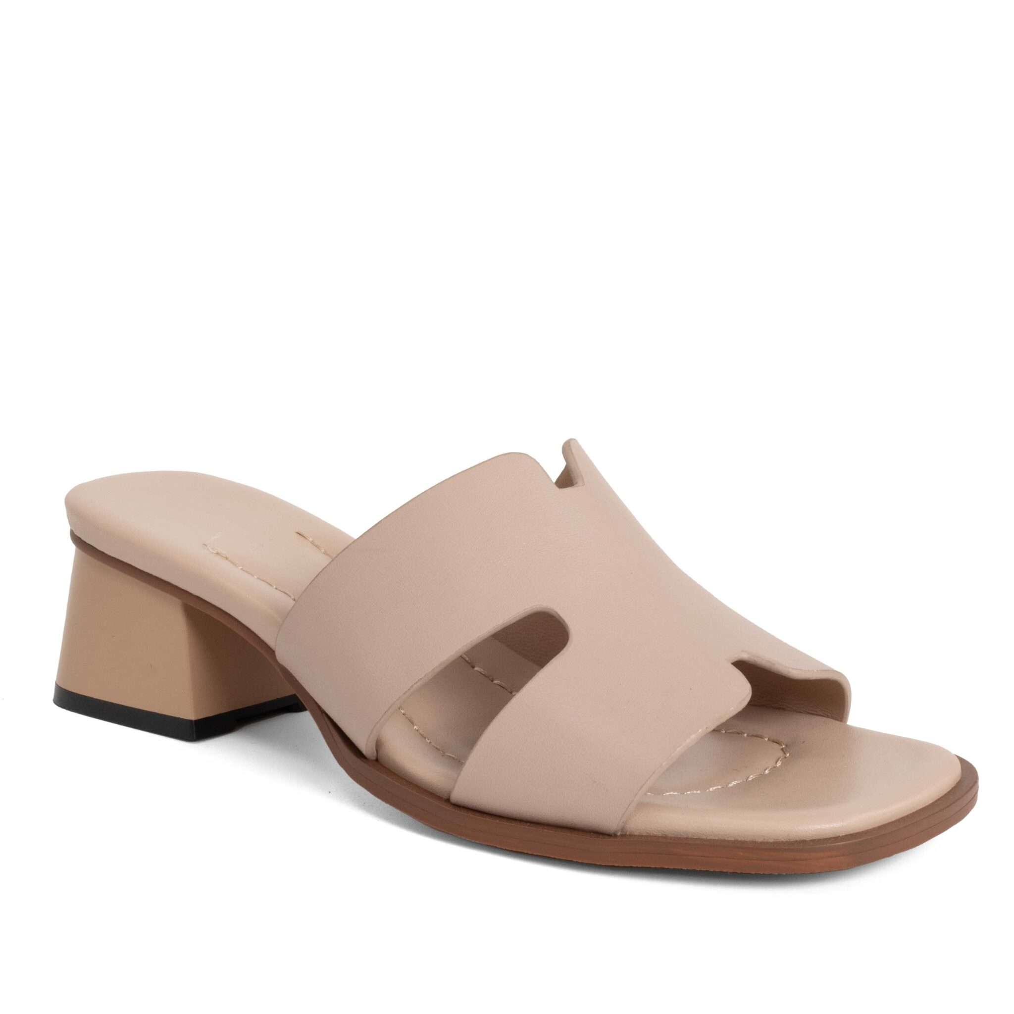 women heeled sandals and slippers with Apricot microfiber leather