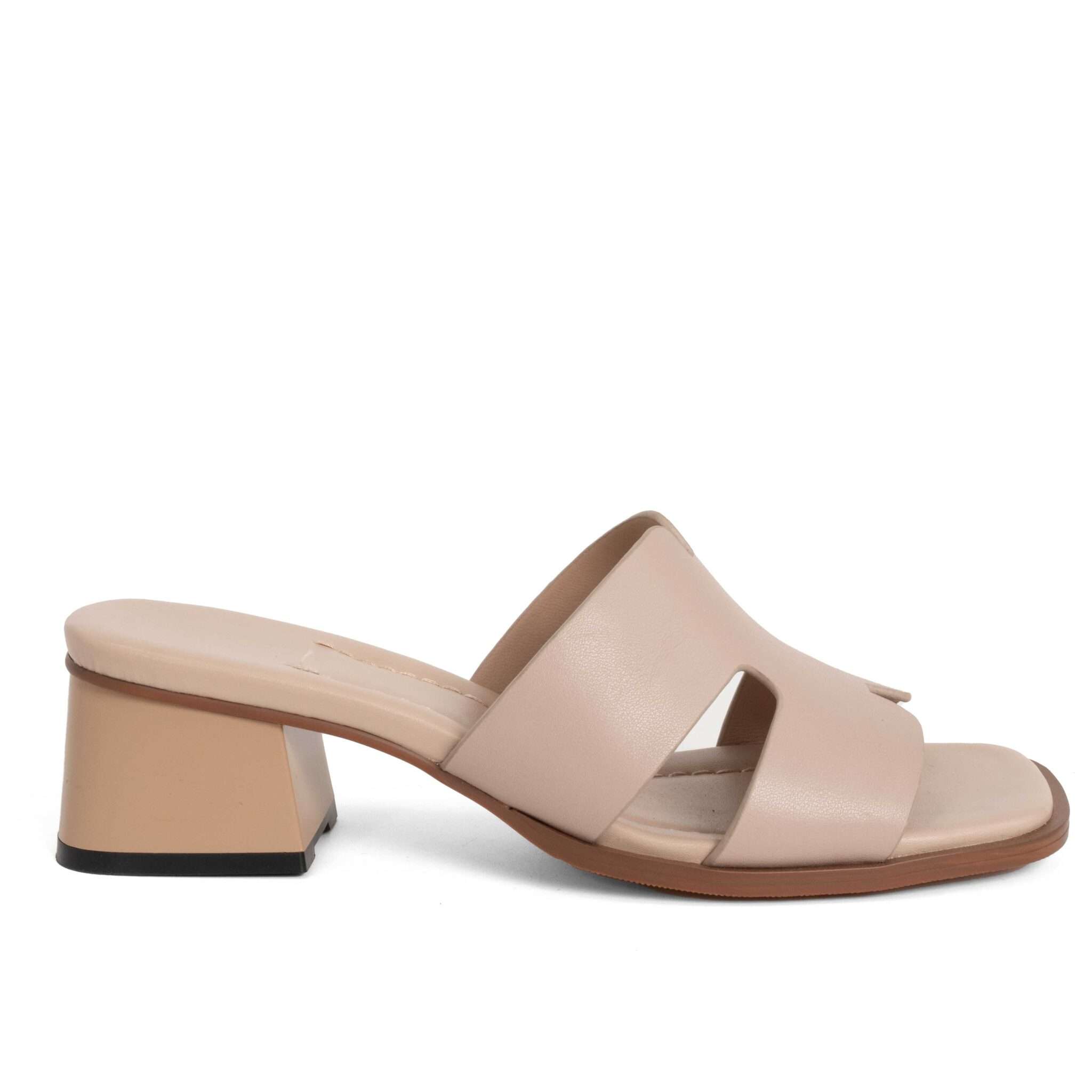 women heeled sandals and slippers with Apricot microfiber leather