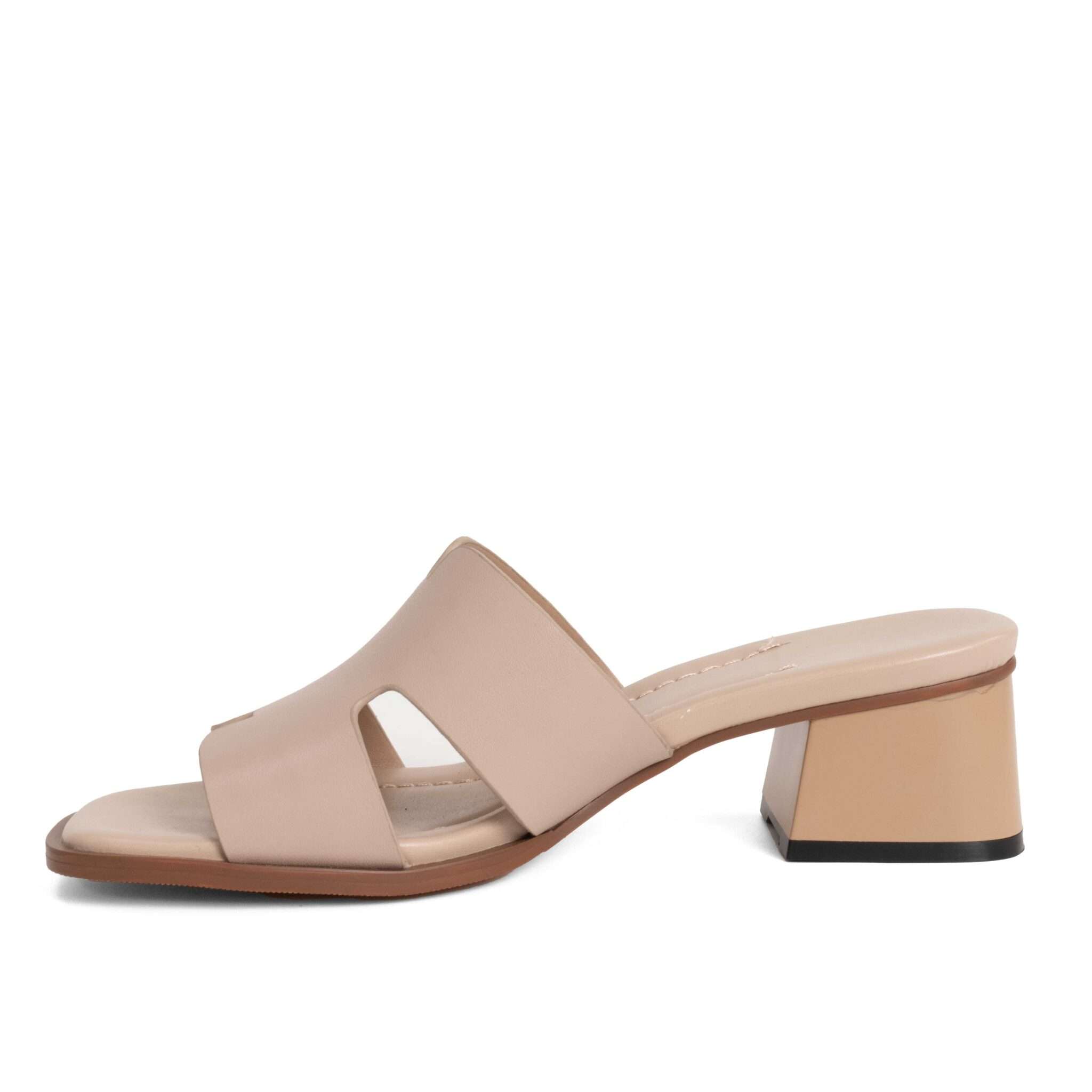 women heeled sandals and slippers with Apricot microfiber leather