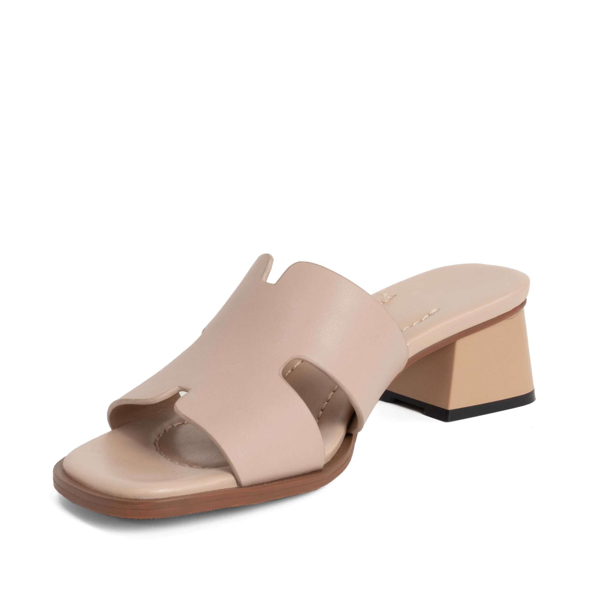 women heeled sandals and slippers with Apricot microfiber leather