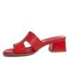 women heeled sandals and slippers with red microfiber leather