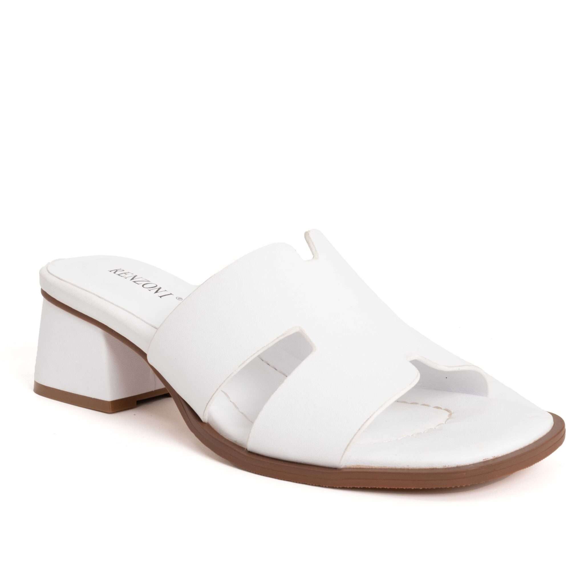 NEW Women heeled sandals with White microfiber leather