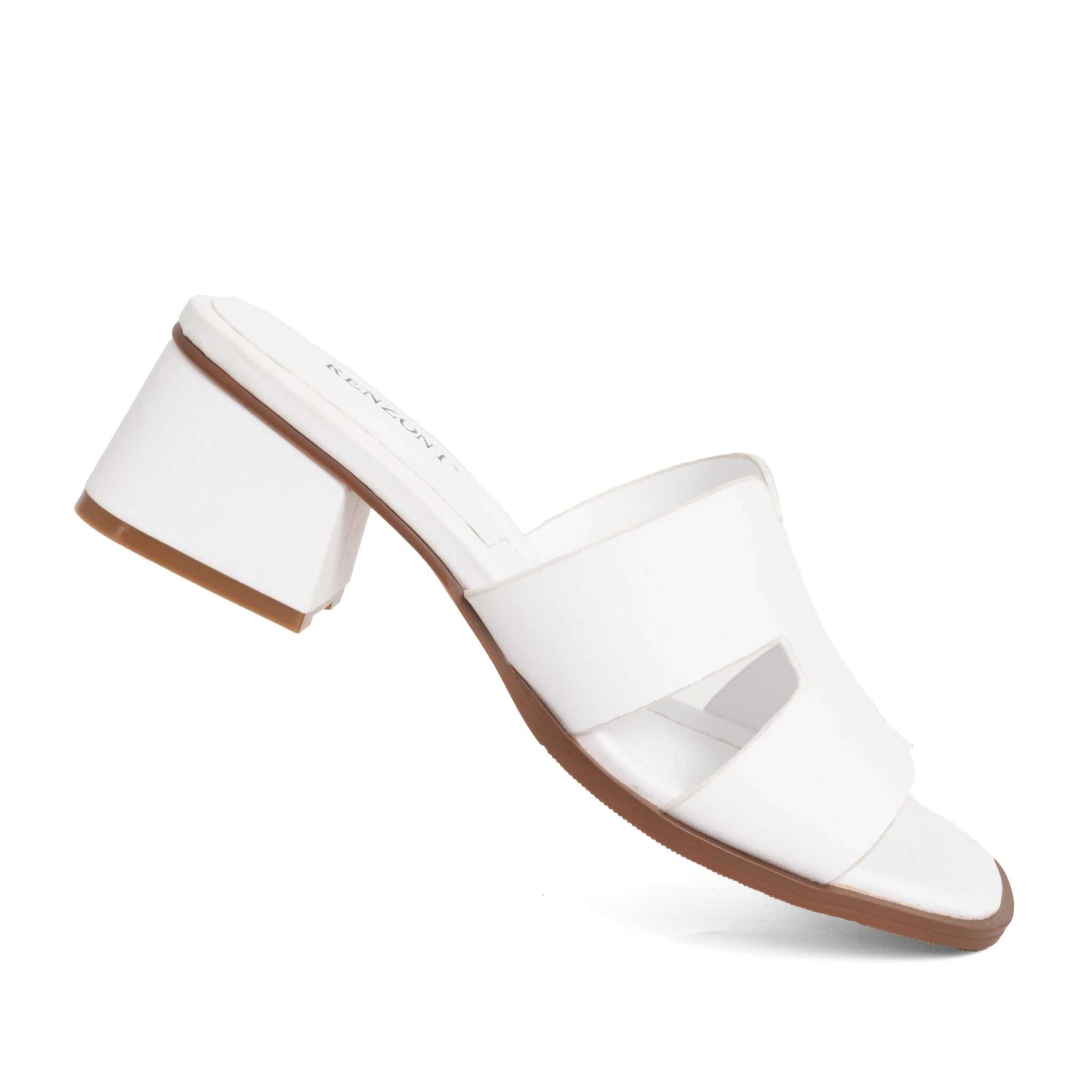 NEW Women heeled sandals with White microfiber leather