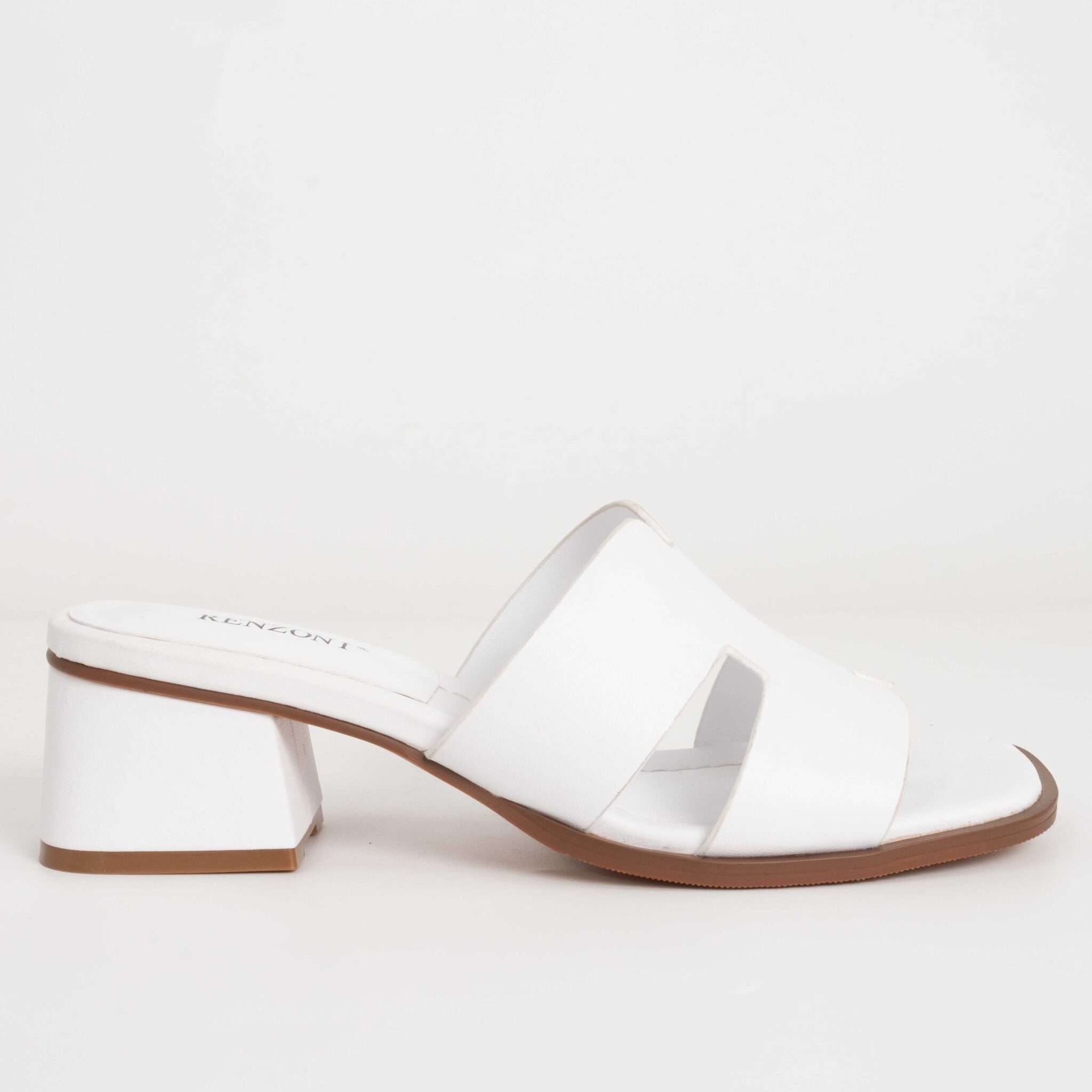 NEW Women heeled sandals with White microfiber leather