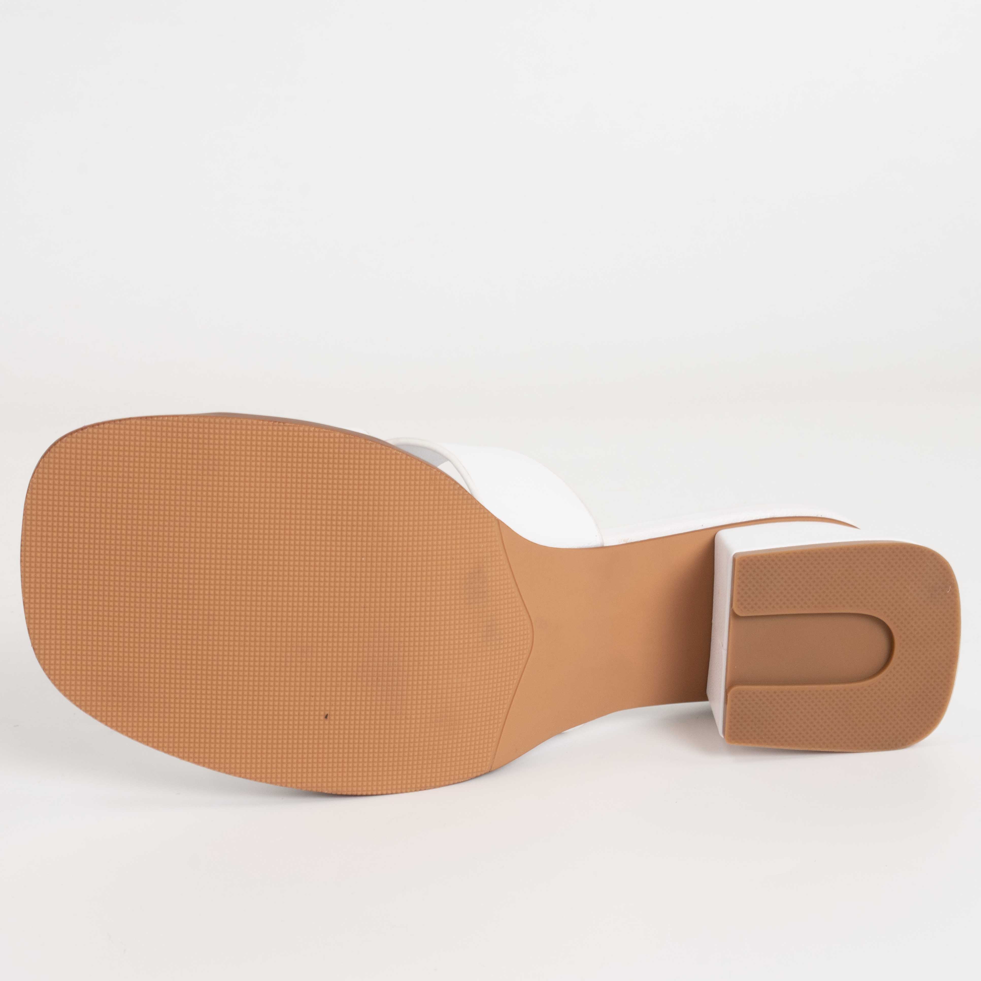 NEW Women heeled sandals with White microfiber leather