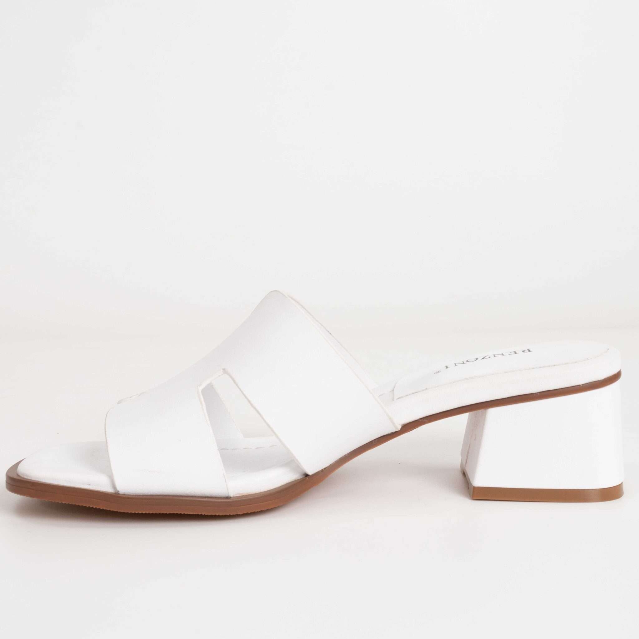 NEW Women heeled sandals with White microfiber leather