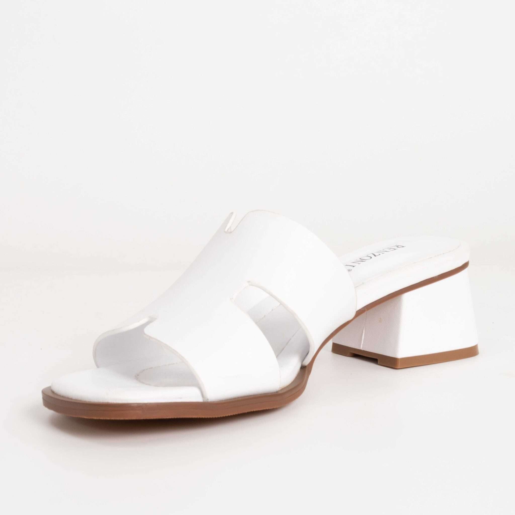 NEW Women heeled sandals with White microfiber leather