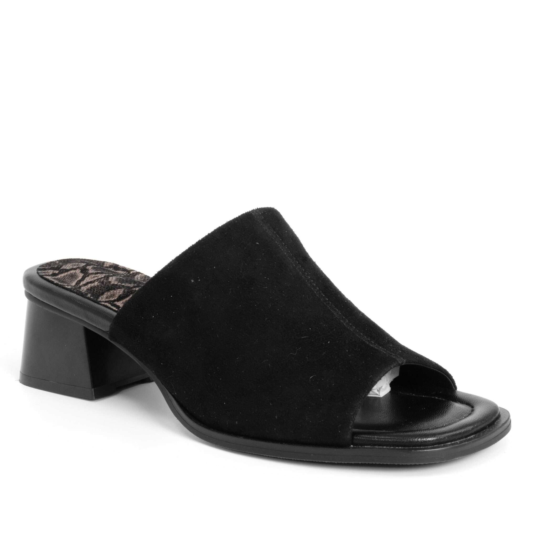 NEW Women heeled sandals with Black Kidskin