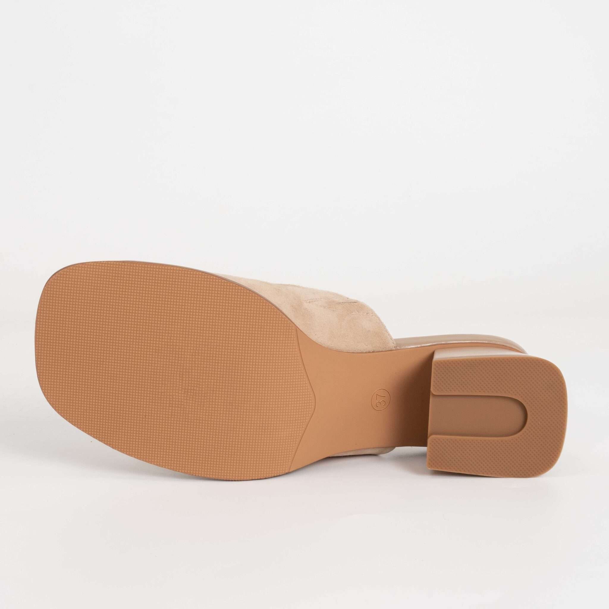 NEW Women heeled sandals with Beige Kidskin