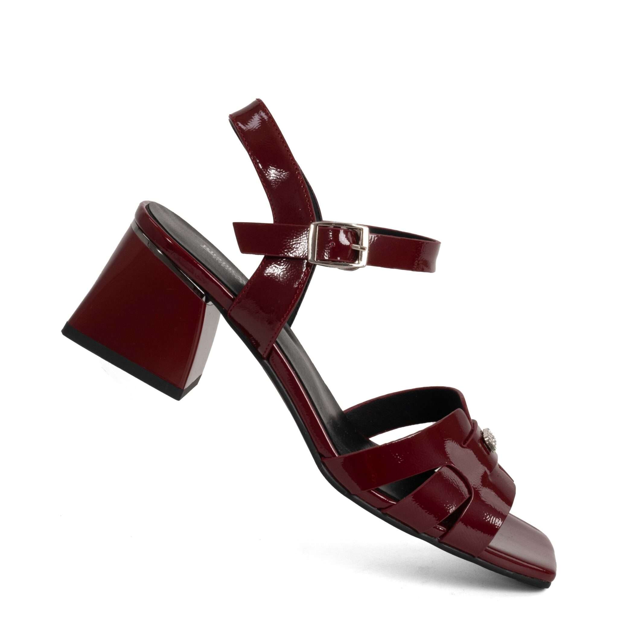 Classic Women high heel pumps with Burgundy Patent leather