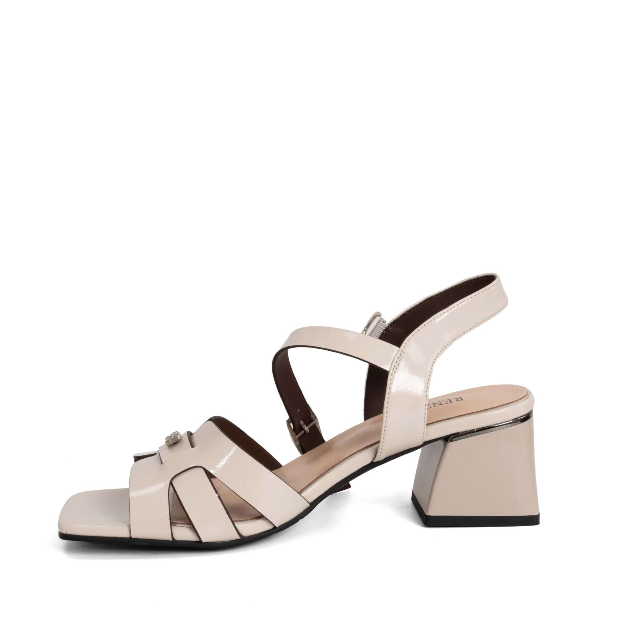 Classic Women high heel pumps with Beige Patent leather