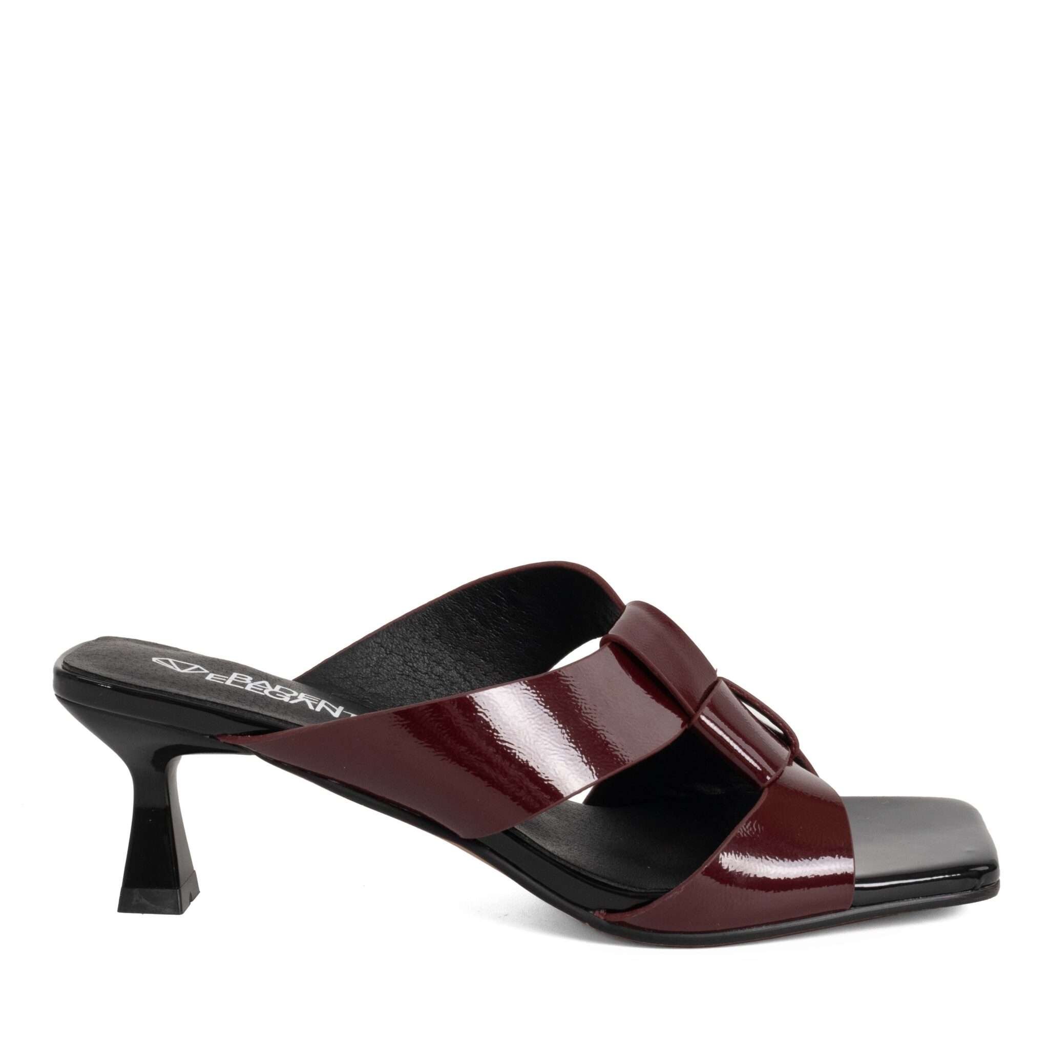 NEW Women heeled sandals with Burgundy patent leather