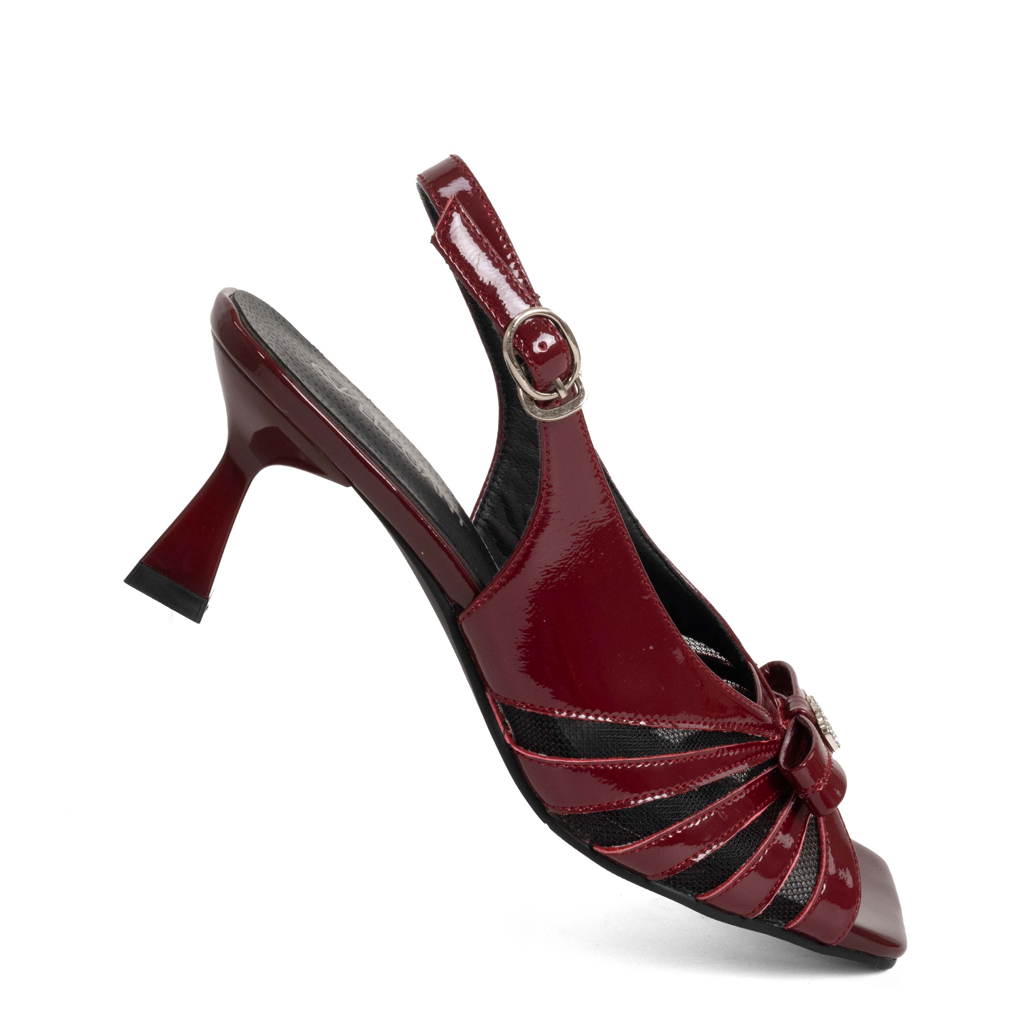 Classic Women high heel pumps with Burgundy patent leather