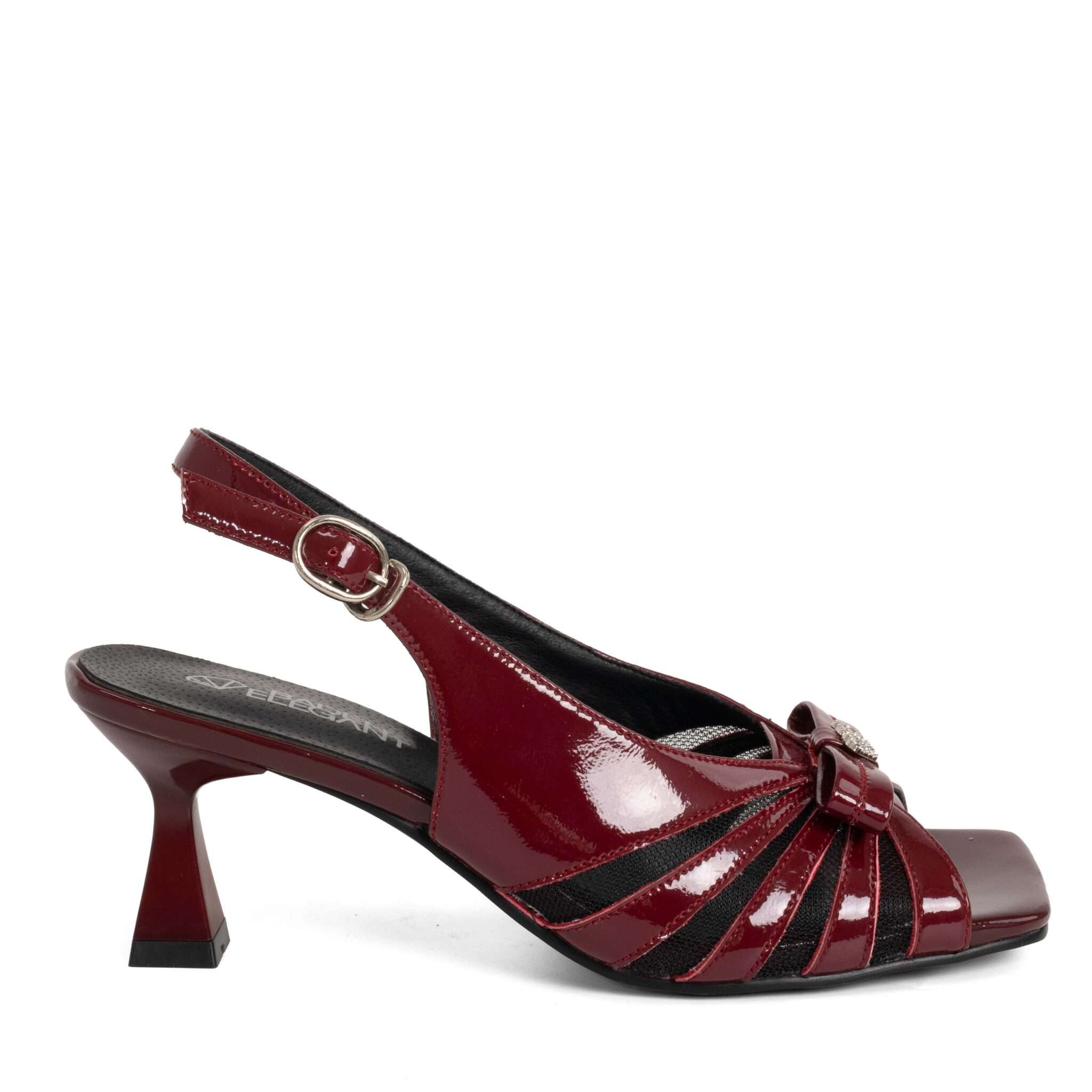 Classic Women high heel pumps with Burgundy patent leather