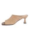 NEW Women heeled sandals with Beige Kidskin