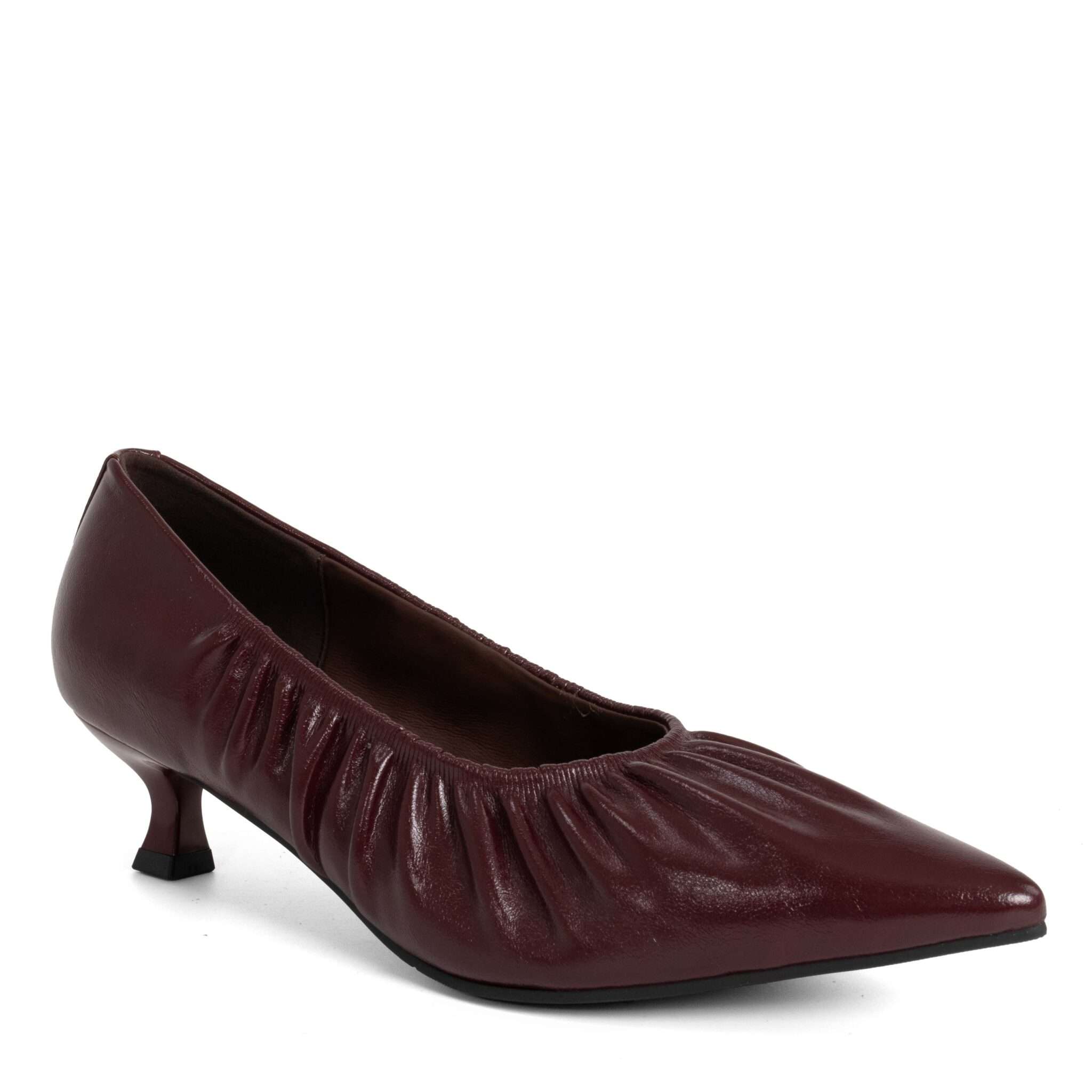 Classic Women high heel pumps with Burgundy PU leather
