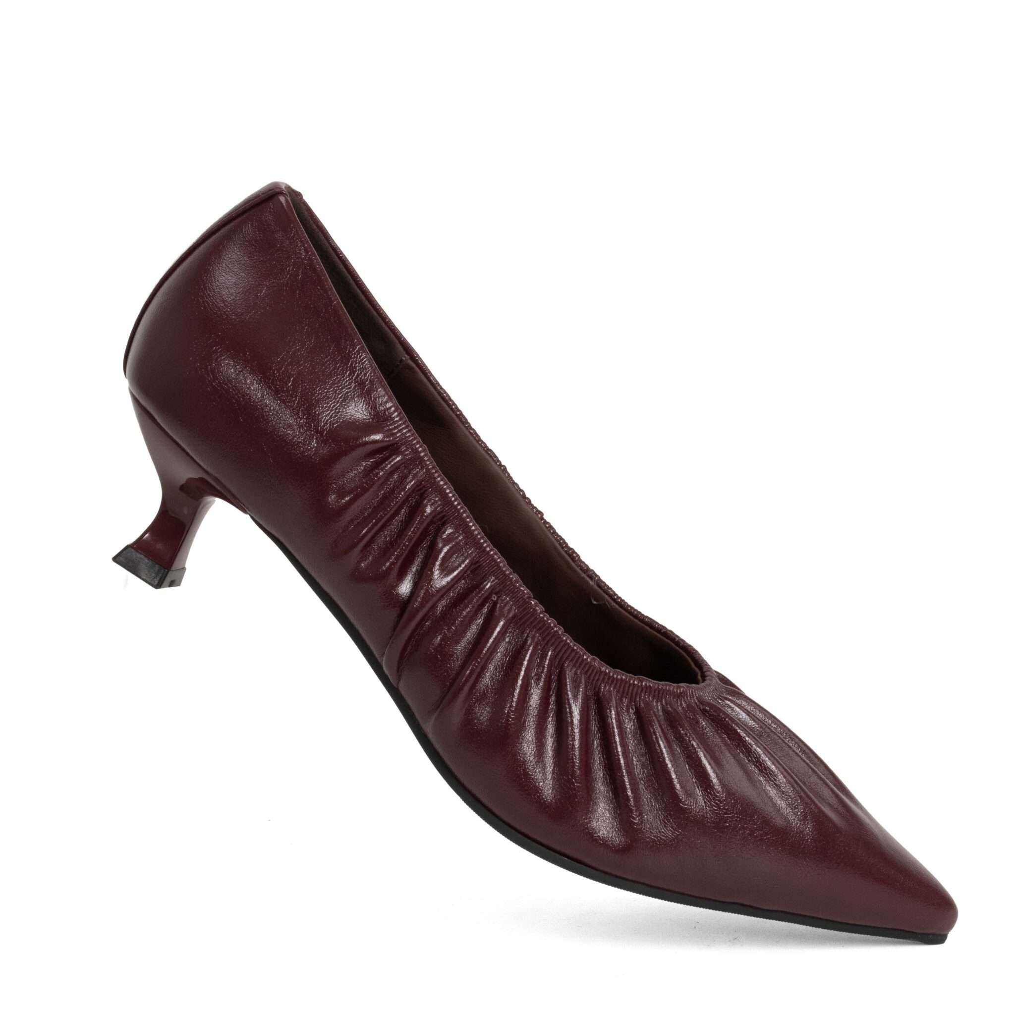 Classic Women high heel pumps with Burgundy PU leather