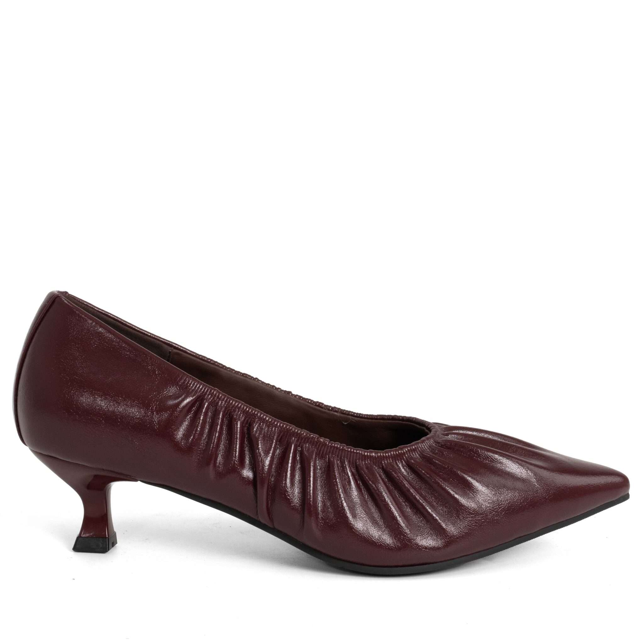 Classic Women high heel pumps with Burgundy PU leather