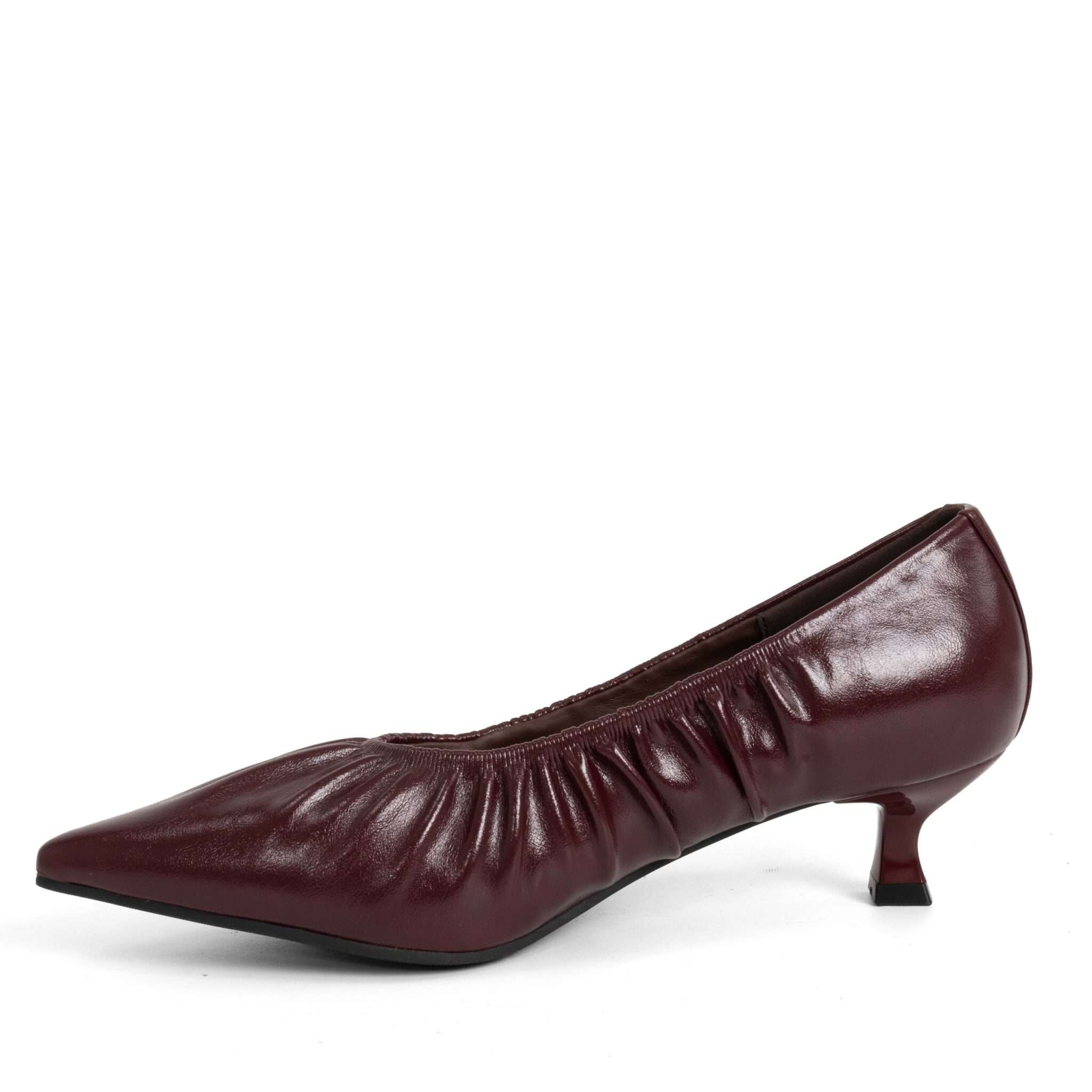 Classic Women high heel pumps with Burgundy PU leather