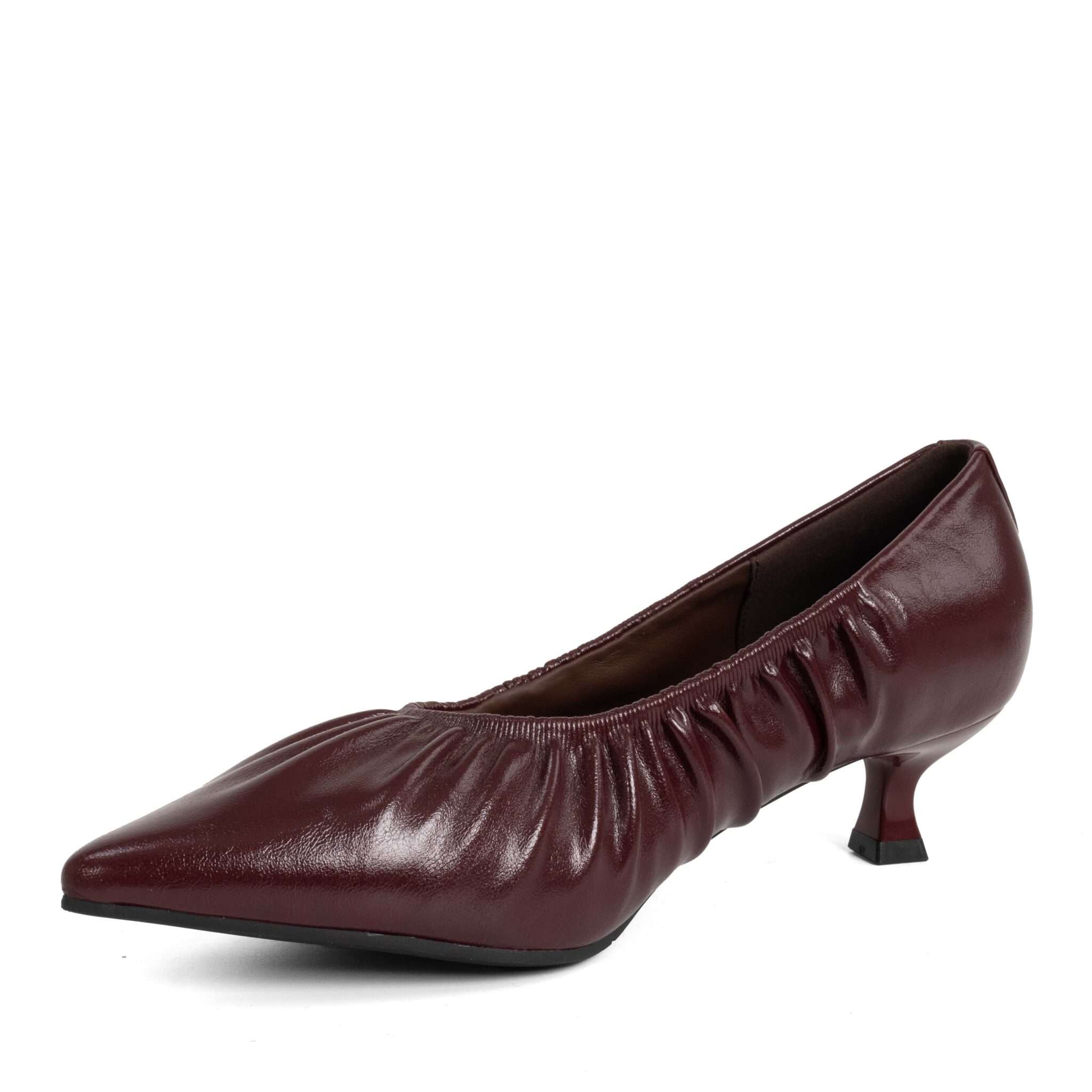 Classic Women high heel pumps with Burgundy PU leather