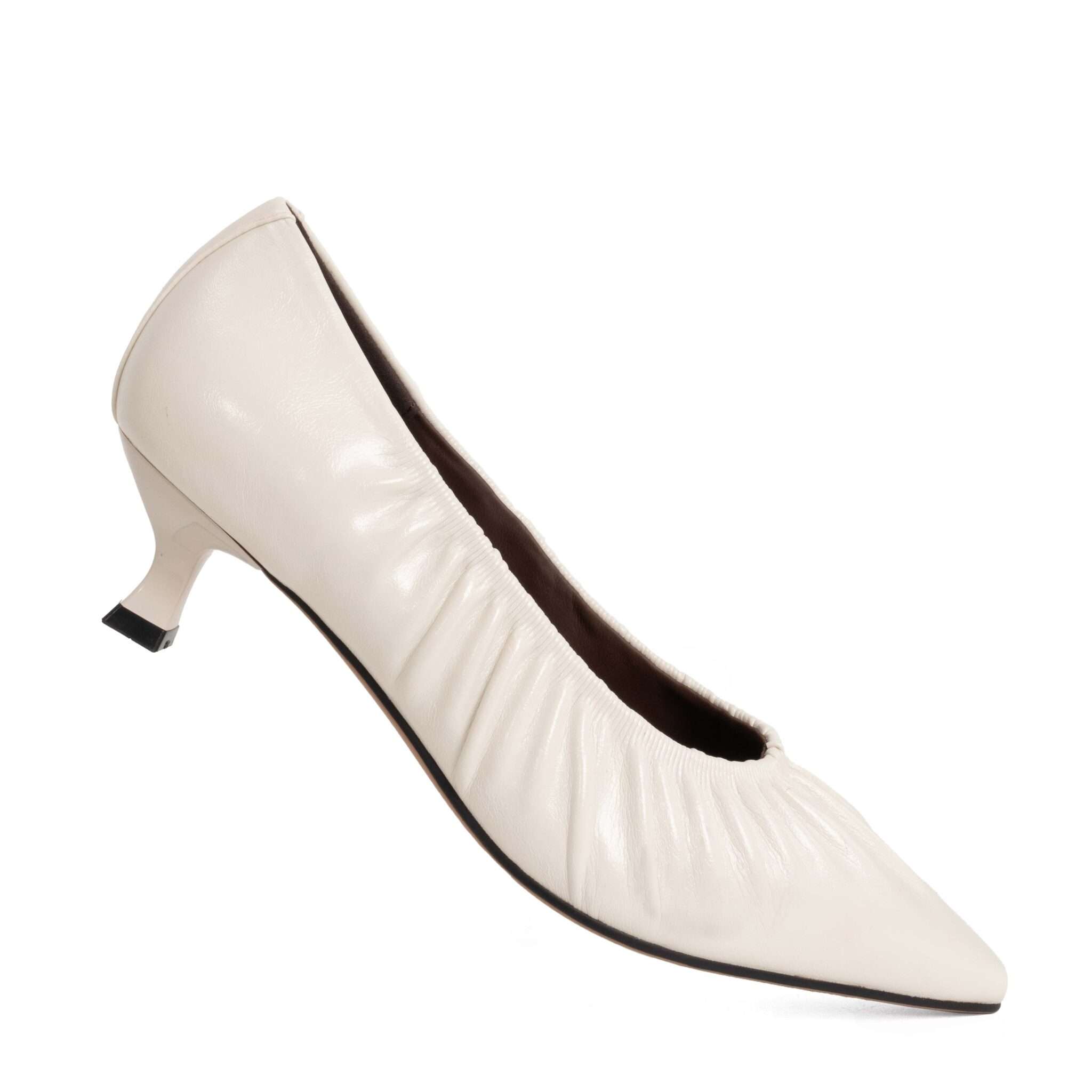 Classic Women high heel pumps with beige PU leather