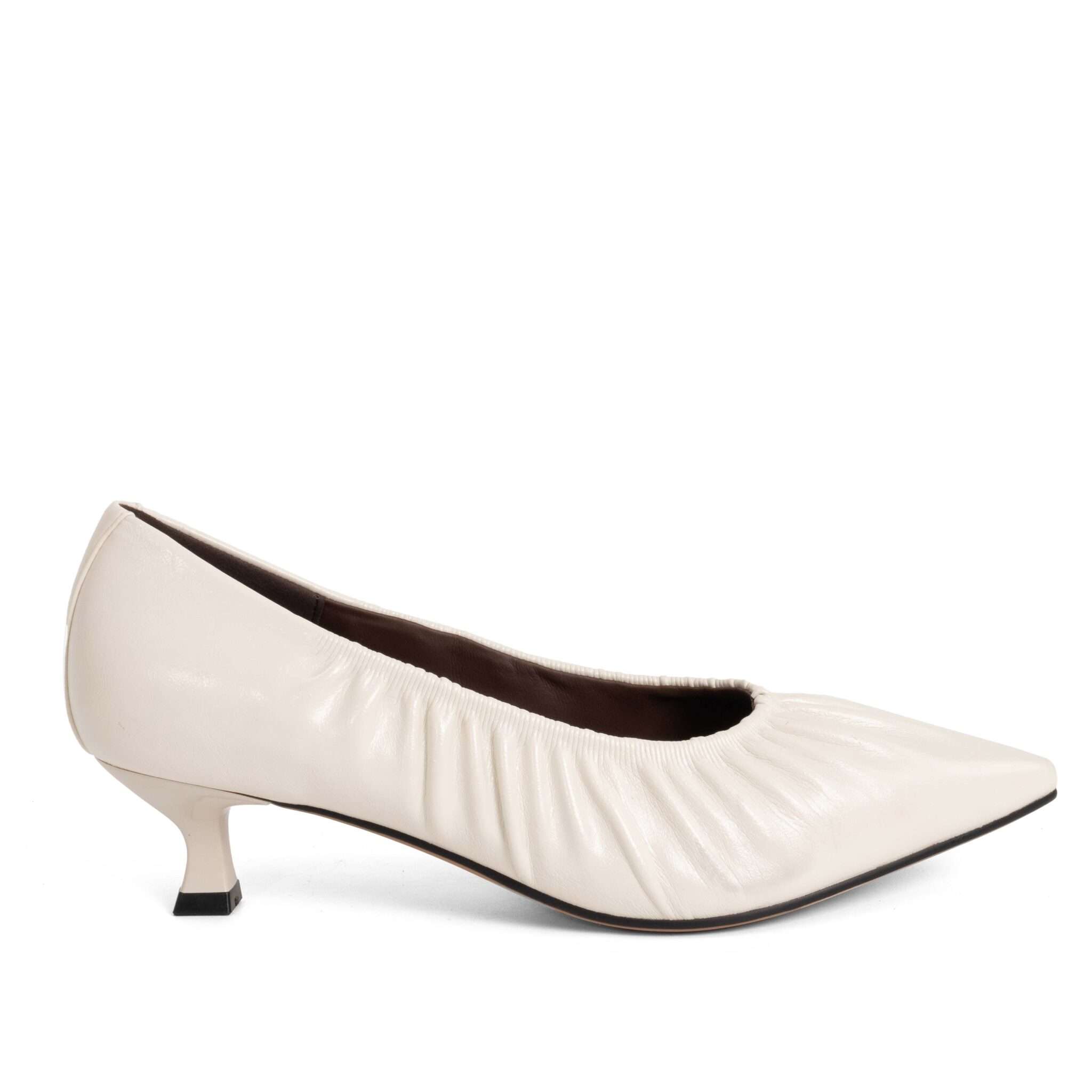 Classic Women high heel pumps with beige PU leather