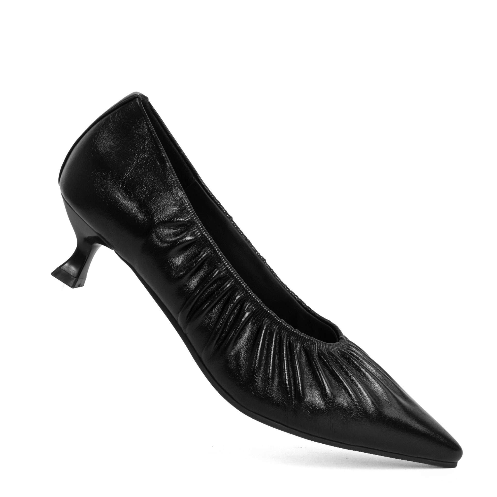 Classic Women high heel pumps with black PU leather