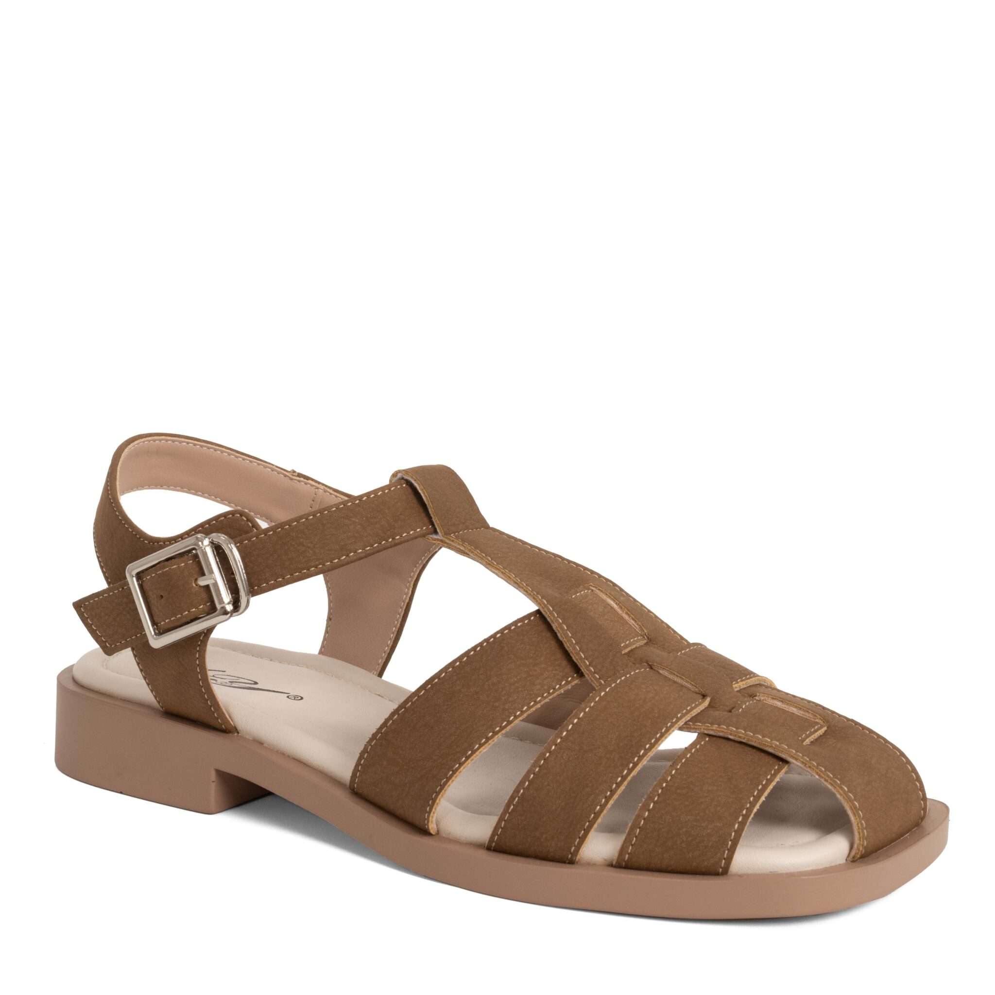 Women sandals with Brown Microfiber leather