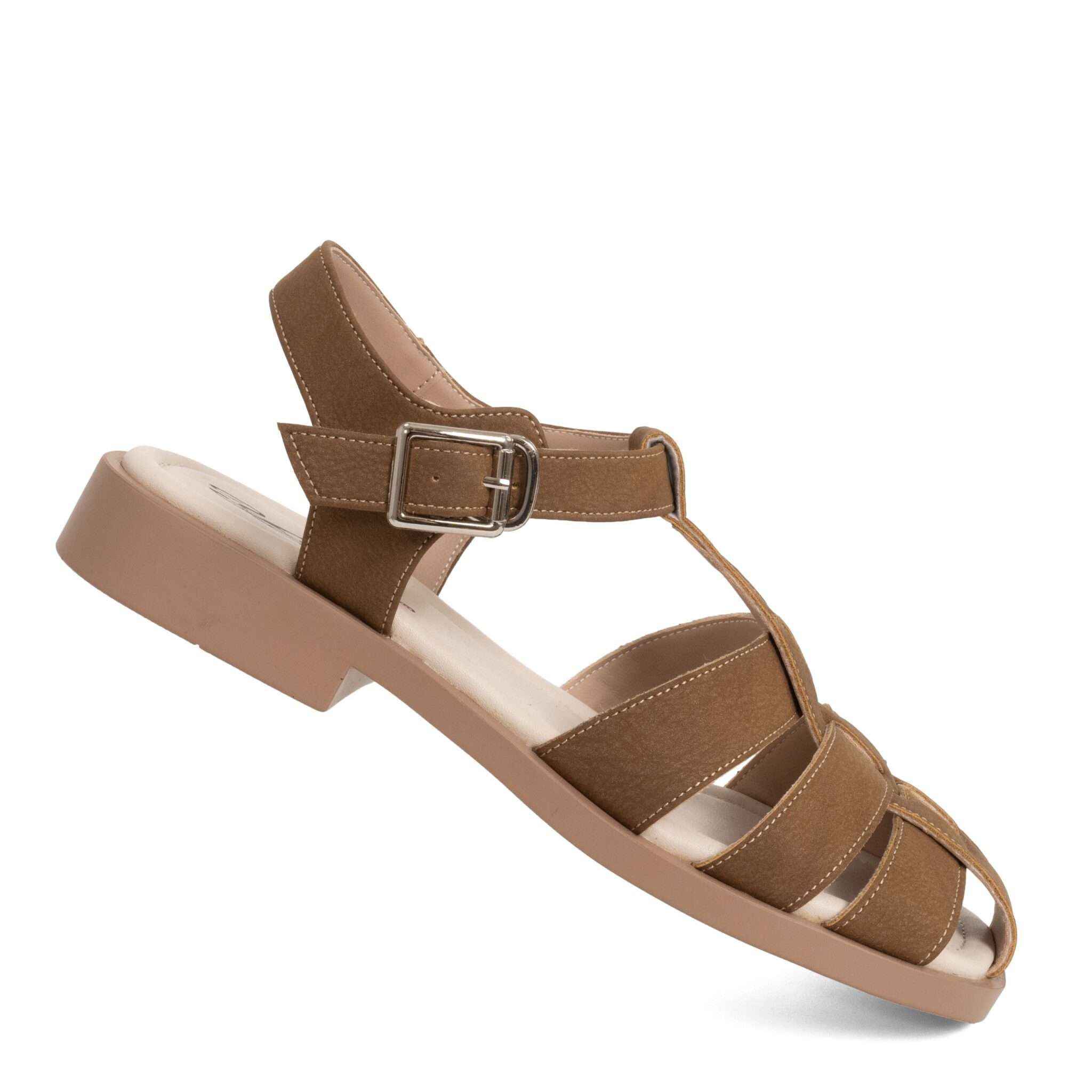 Women sandals with Brown Microfiber leather