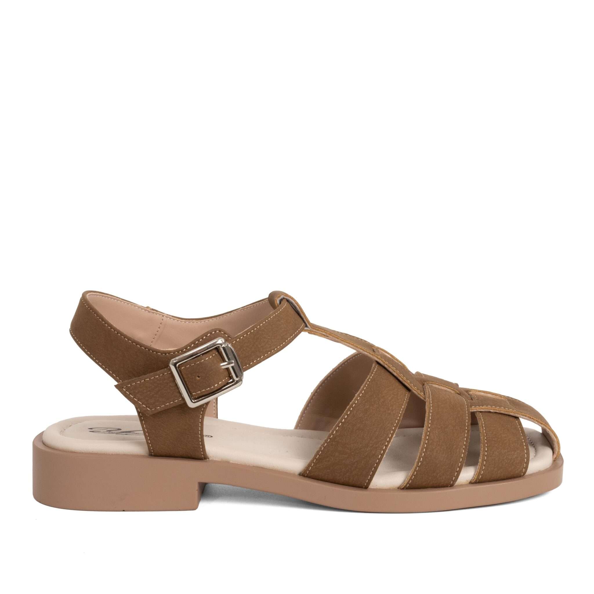 Women sandals with Brown Microfiber leather