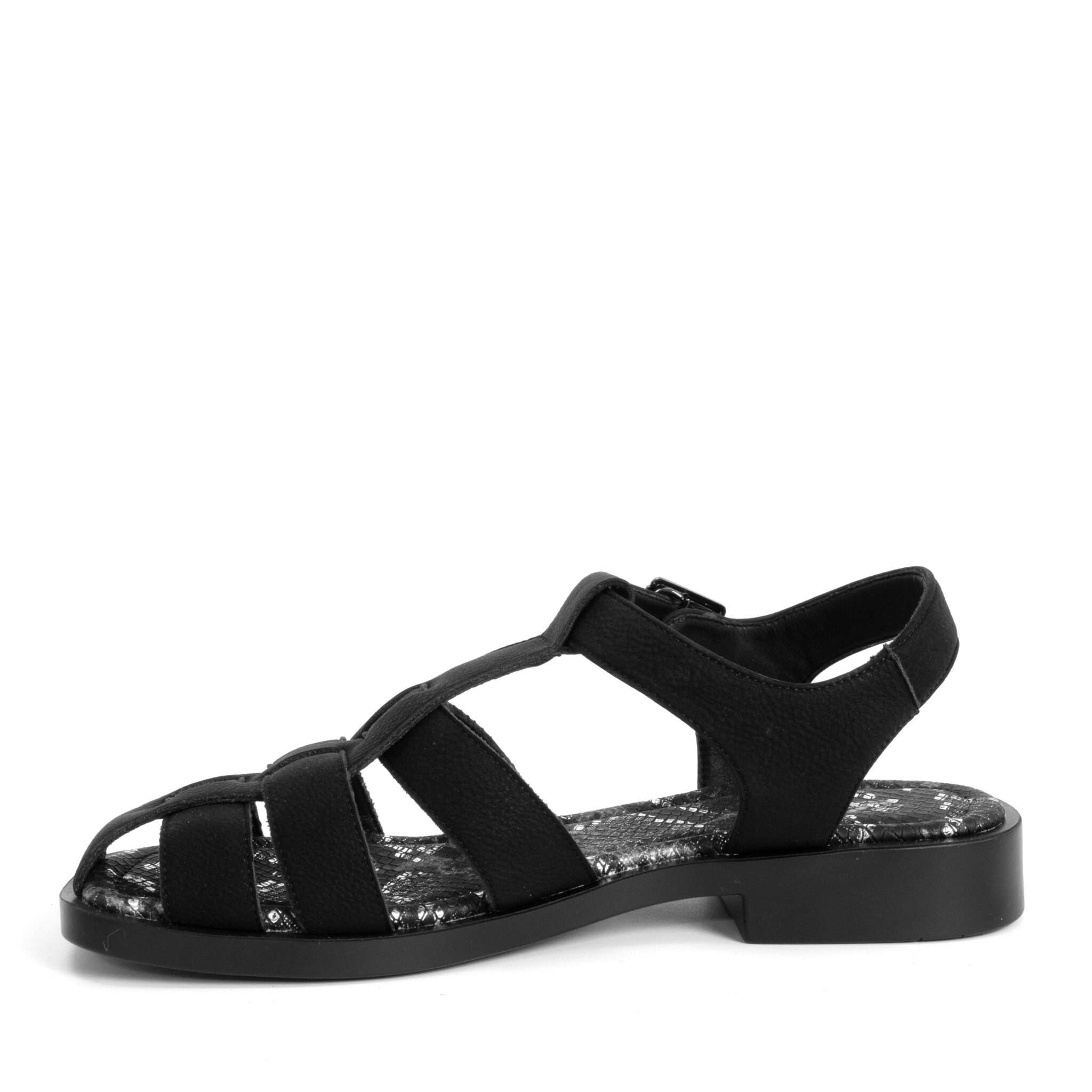 Women sandals with black Microfiber leather