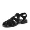 Women sandals with black Microfiber leather