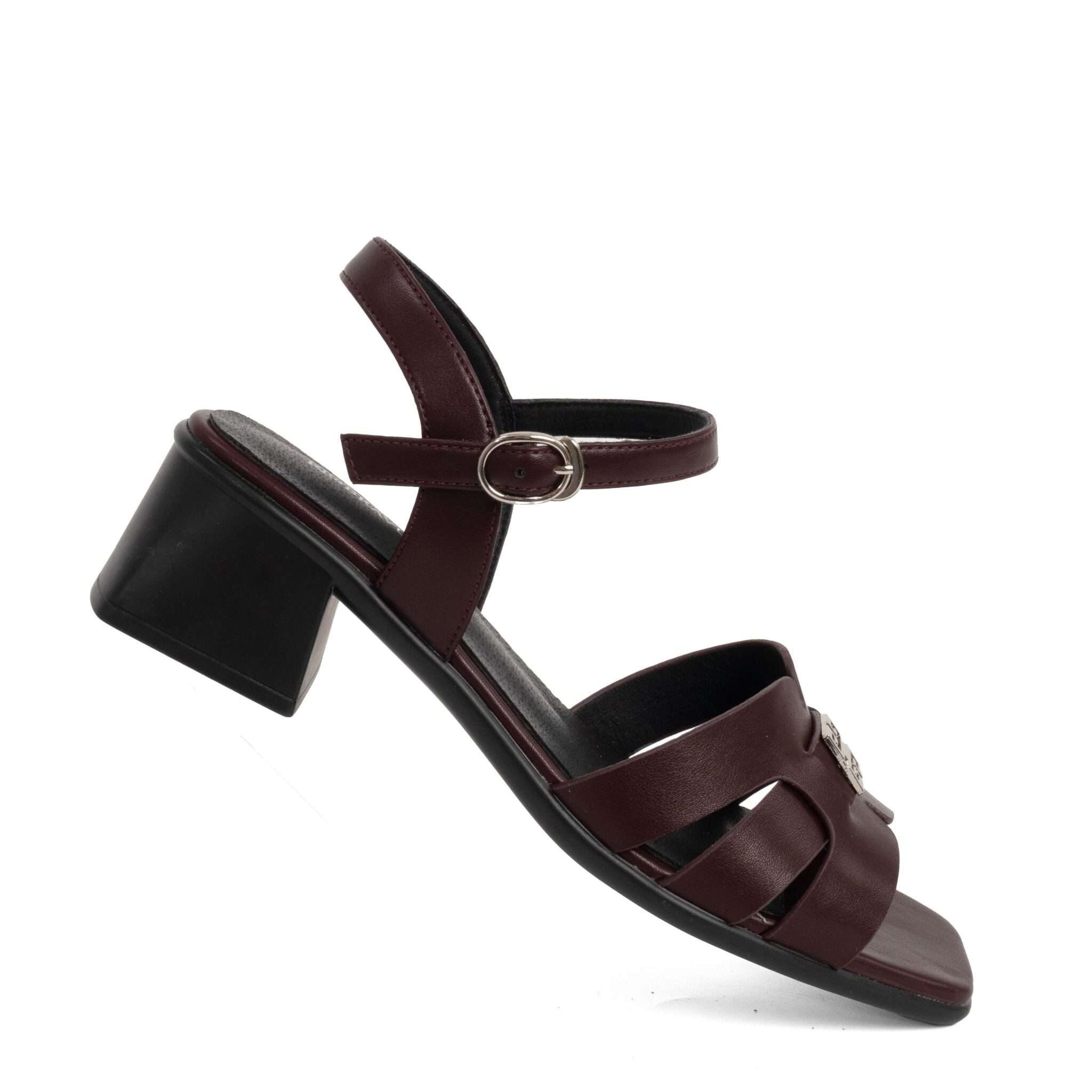 NEW Women sandals with Burgundy microfiber leather