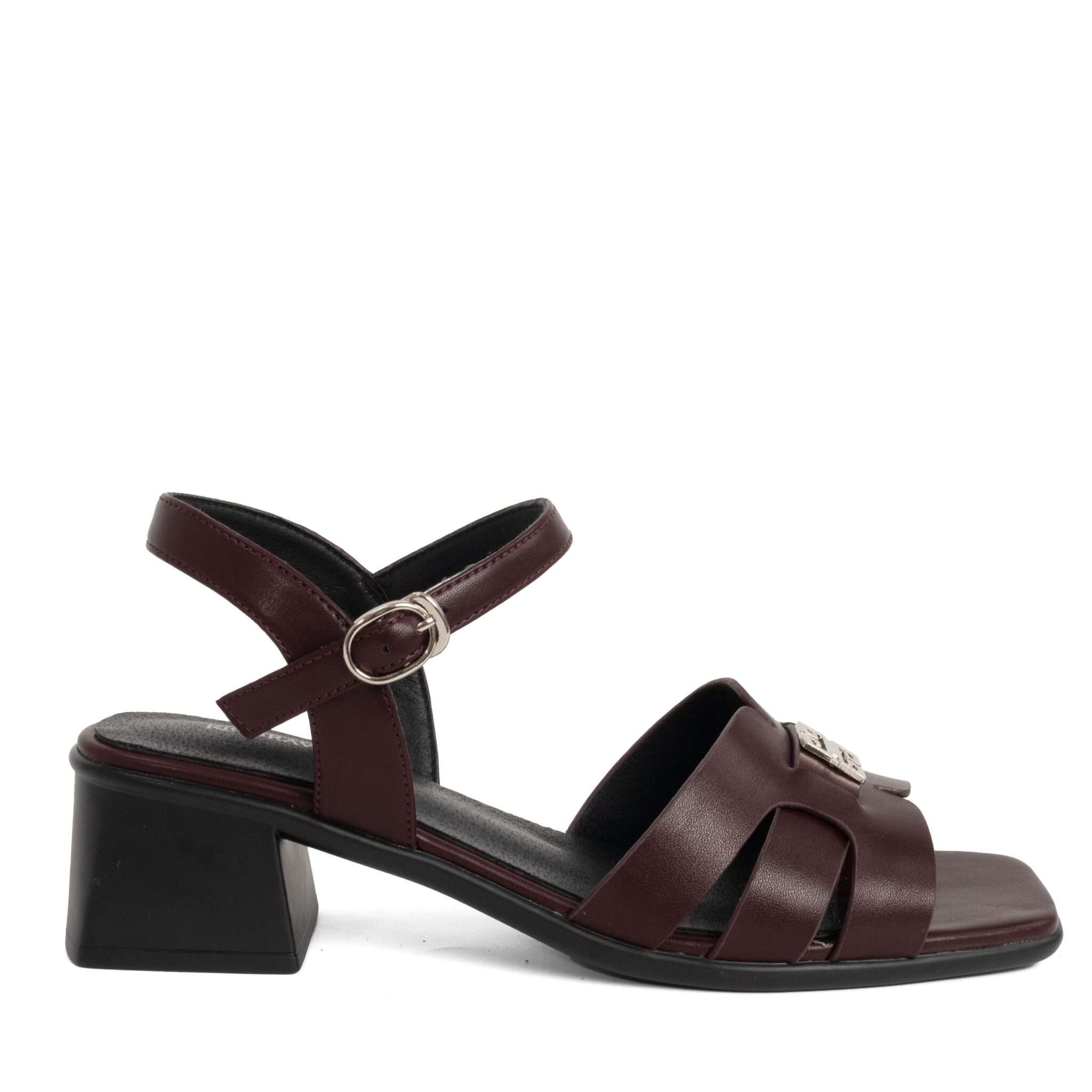 NEW Women sandals with Burgundy microfiber leather
