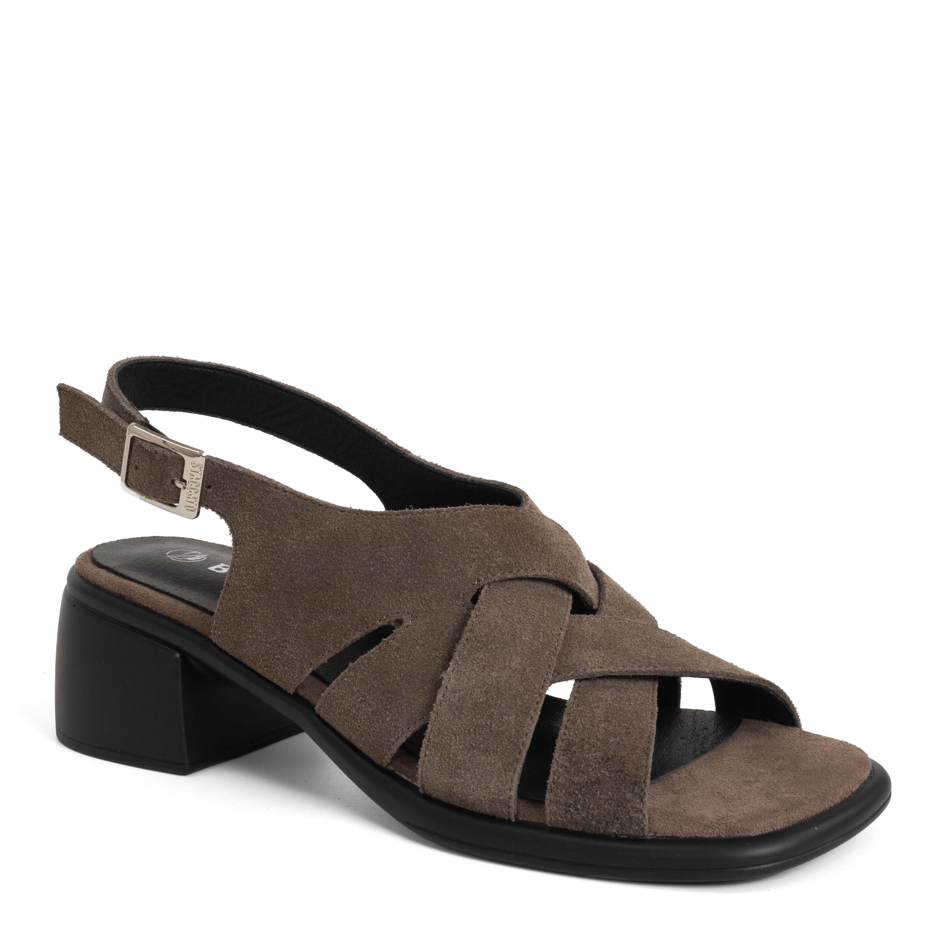 NEW Women sandals with dark grey microfiber