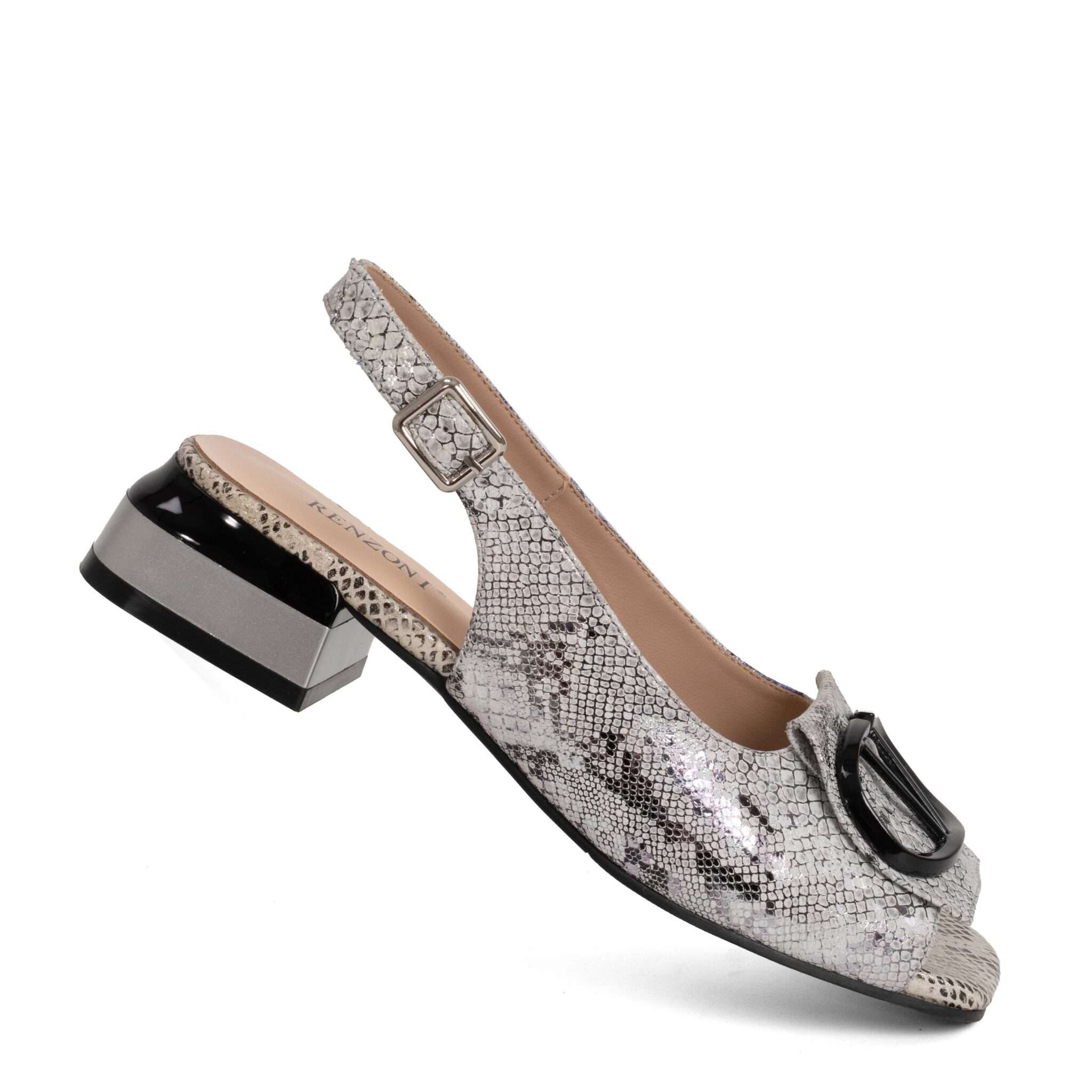 Classic Women high heel pumps with grey microfiber leather