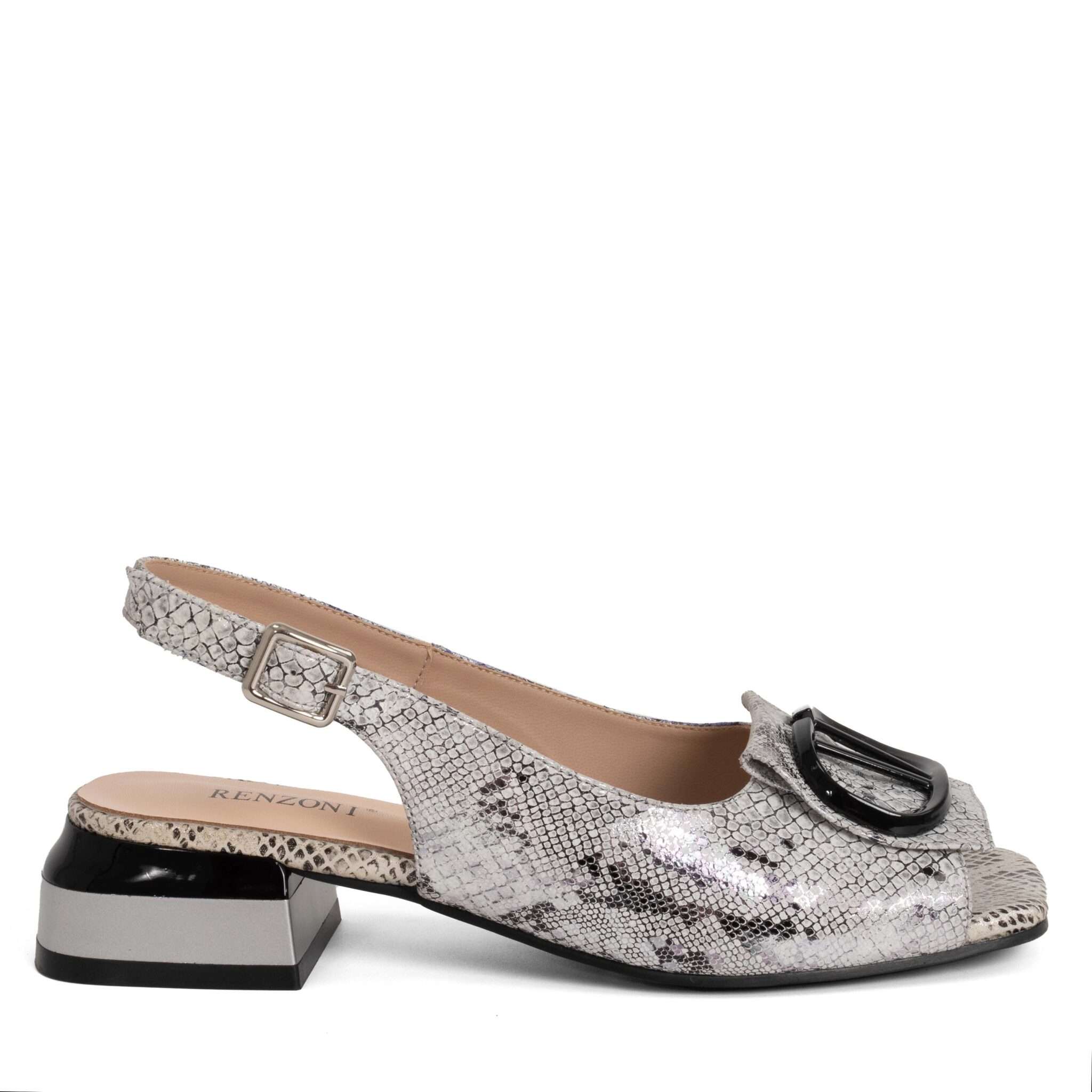 Classic Women high heel pumps with grey microfiber leather