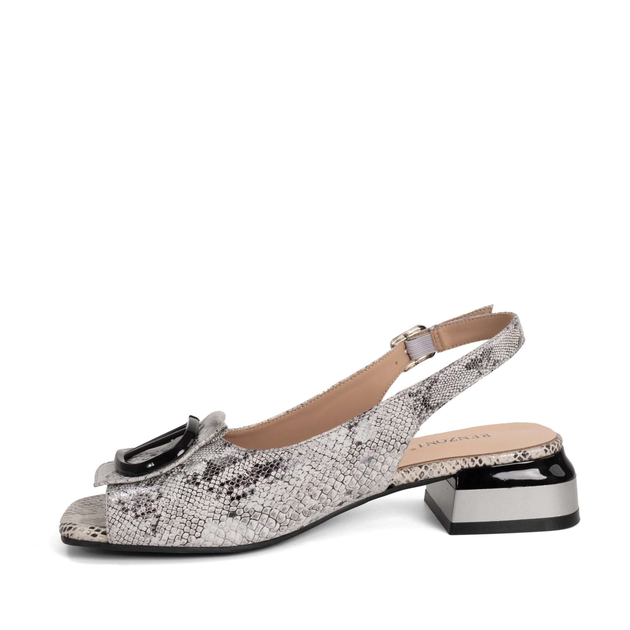 Classic Women high heel pumps with grey microfiber leather