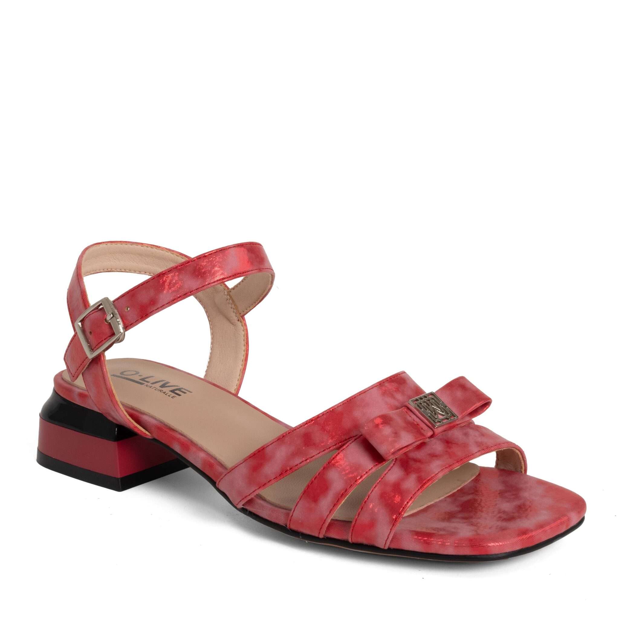 Classic Women high heel pumps with red microfiber leather