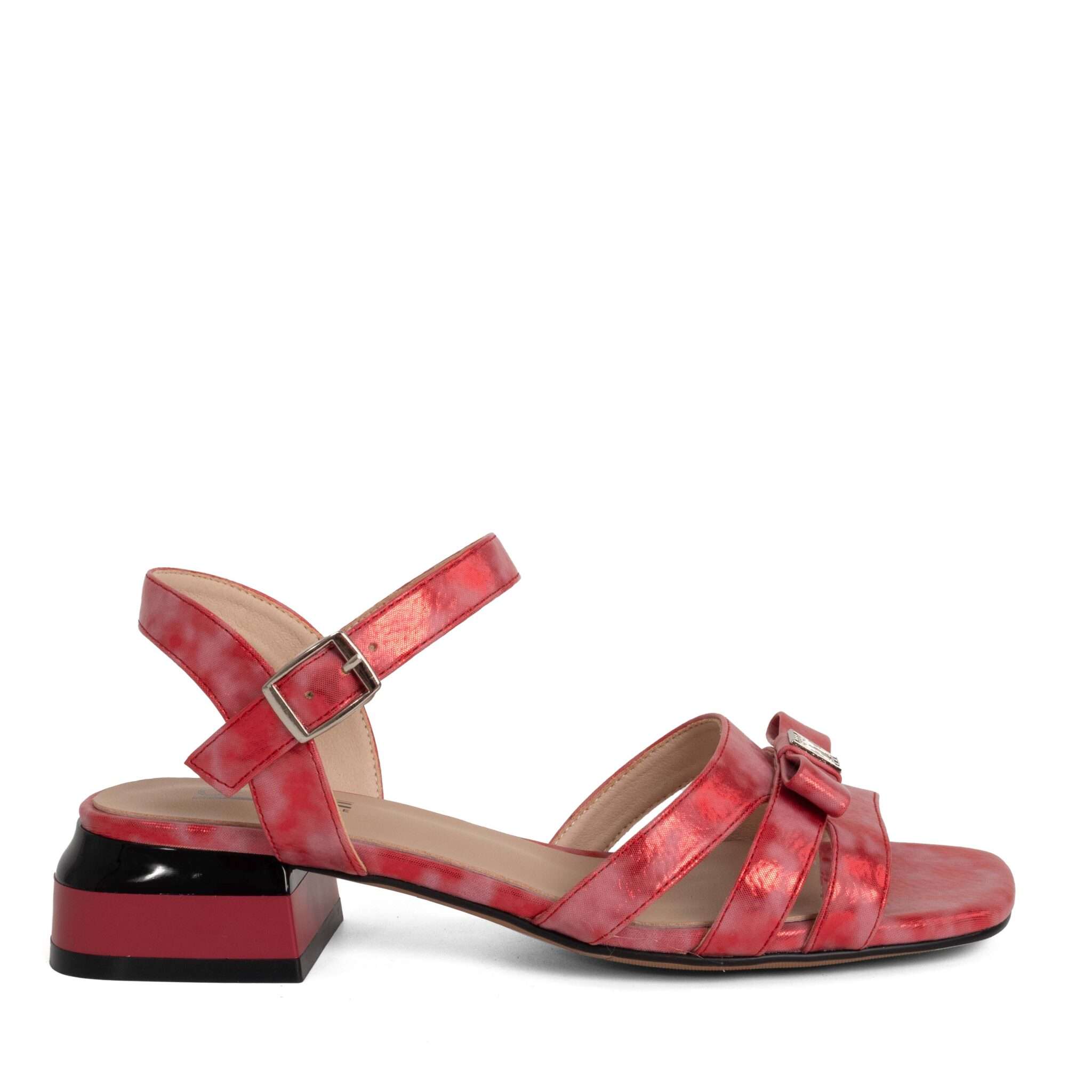 Classic Women high heel pumps with red microfiber leather