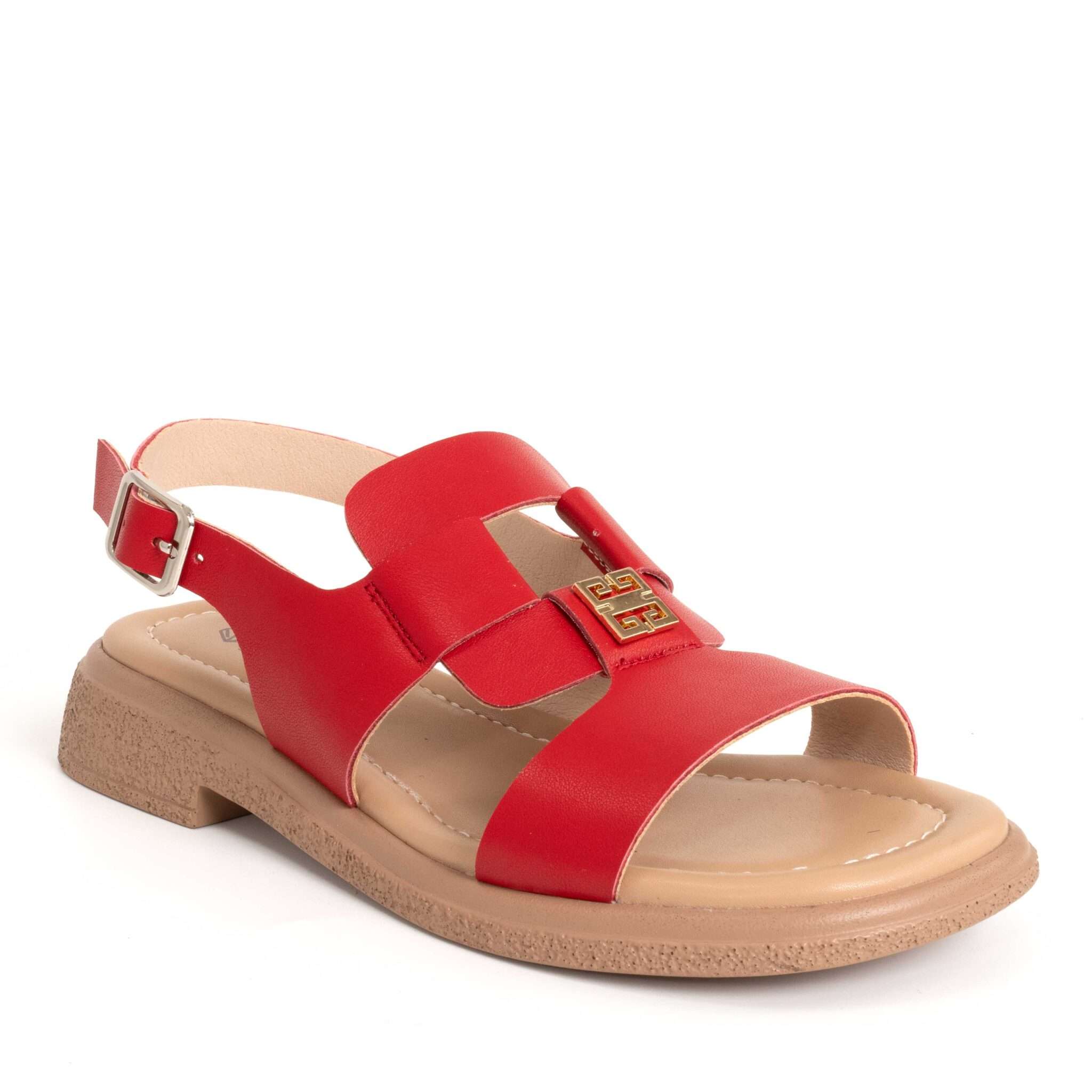 NEW Women sandals with red microfiber leather
