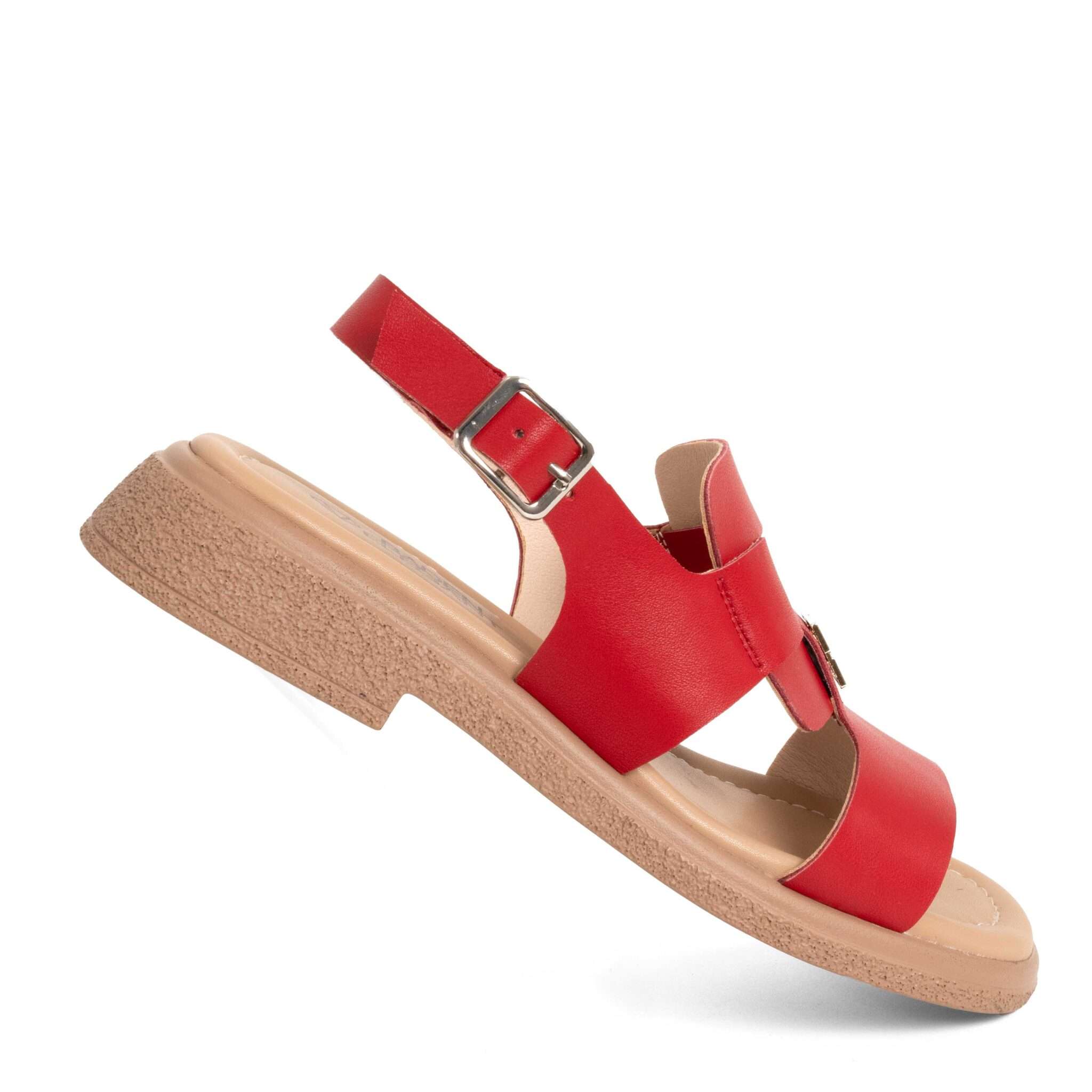 NEW Women sandals with red microfiber leather