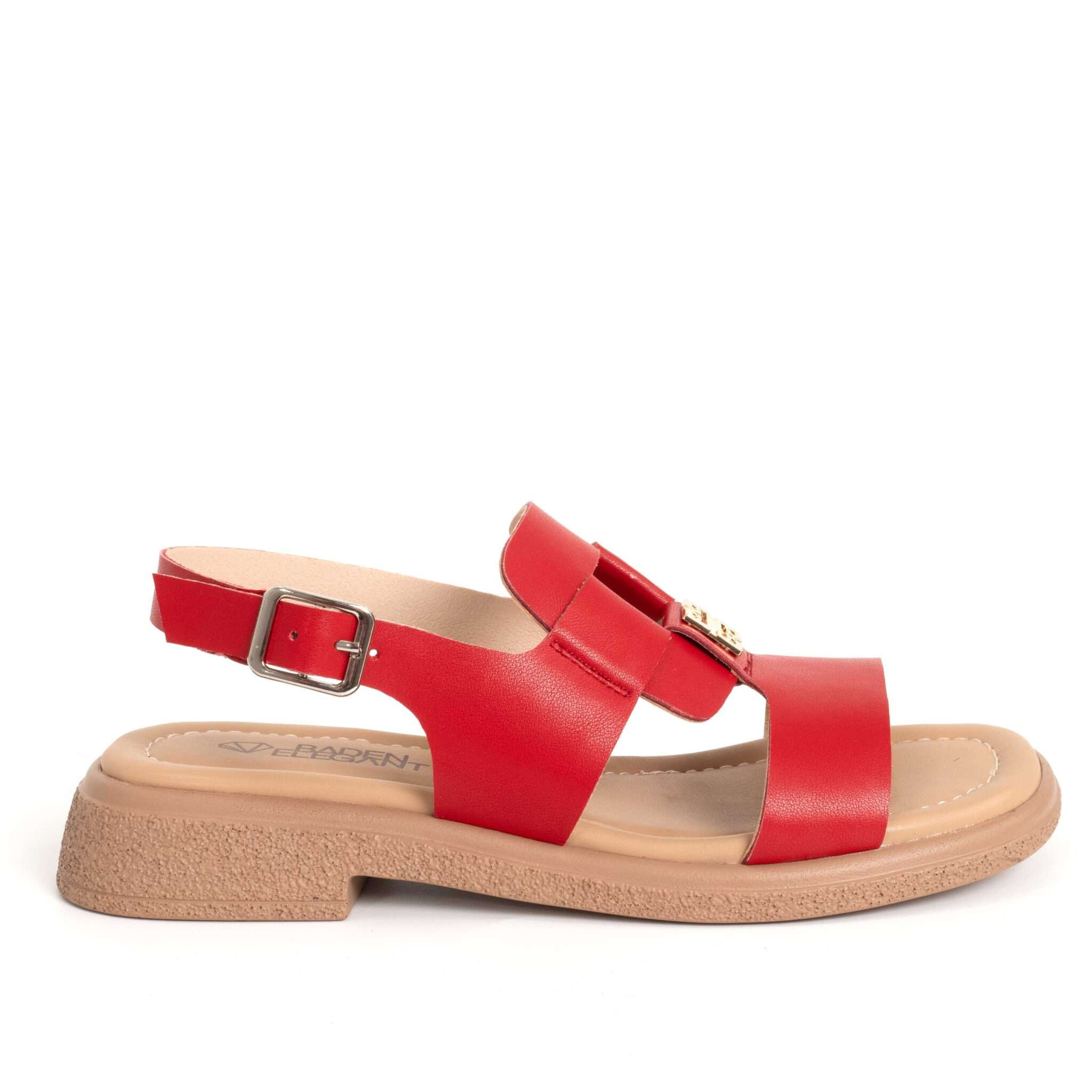 NEW Women sandals with red microfiber leather