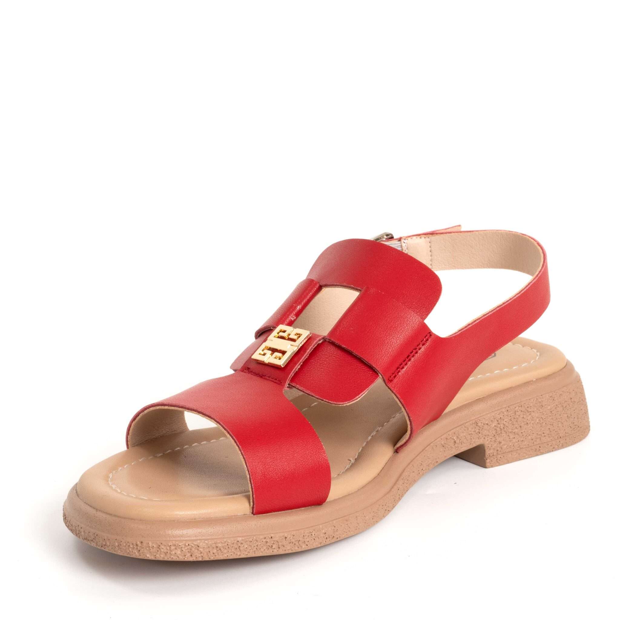 NEW Women sandals with red microfiber leather
