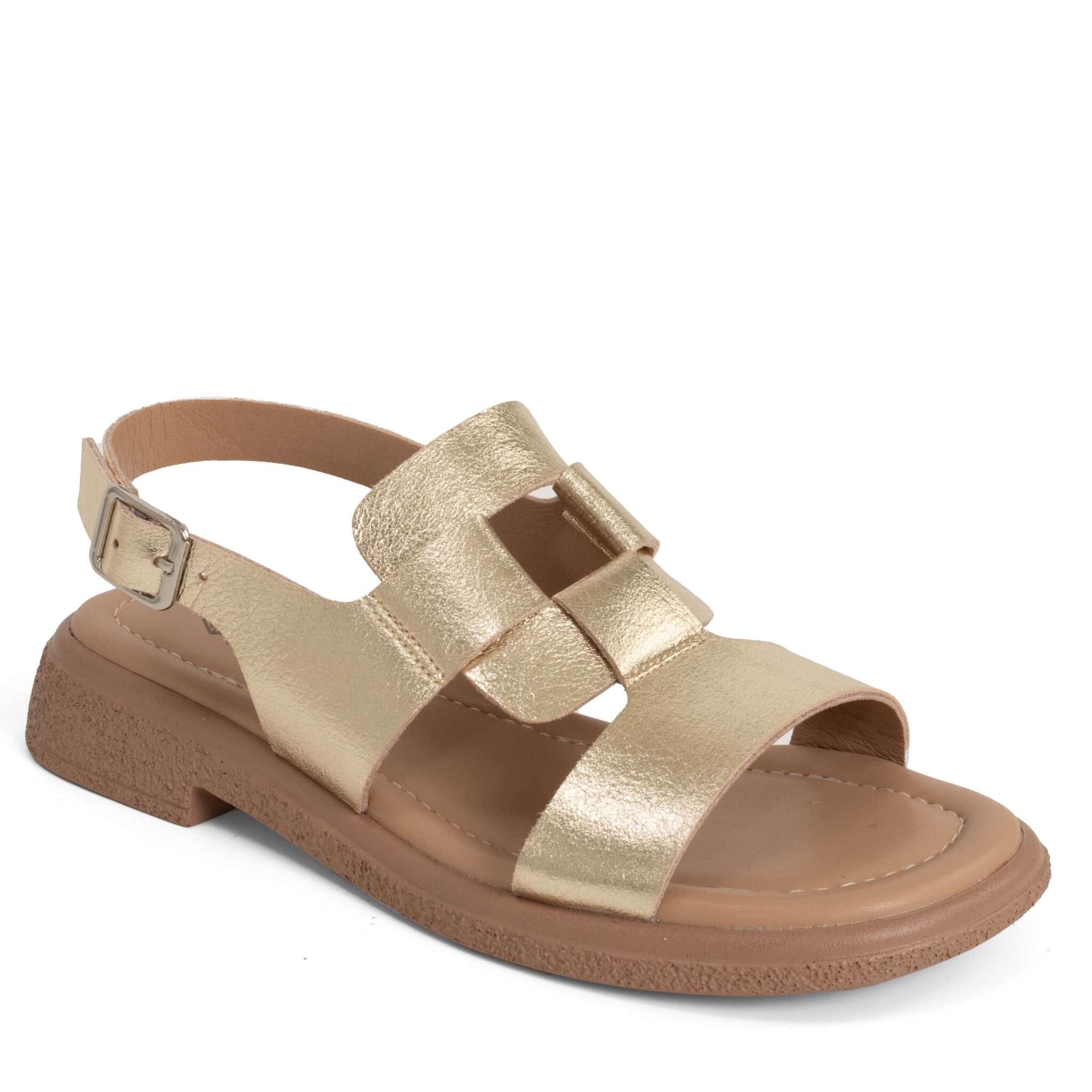 NEW Women sandals with GOLD microfiber leather
