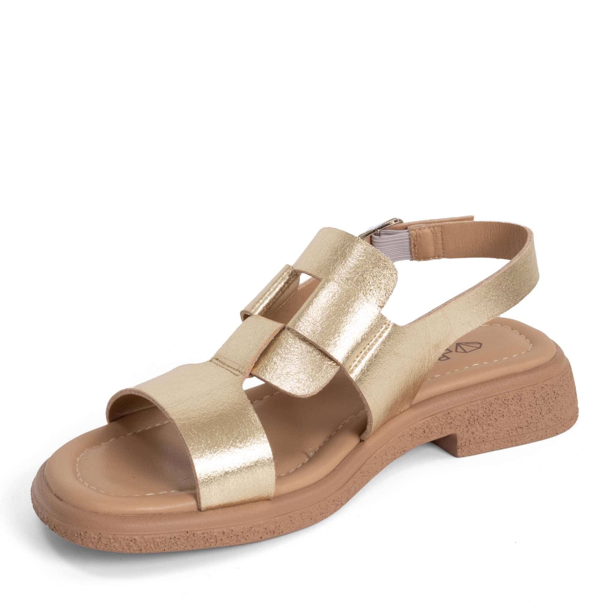 NEW Women sandals with GOLD microfiber leather