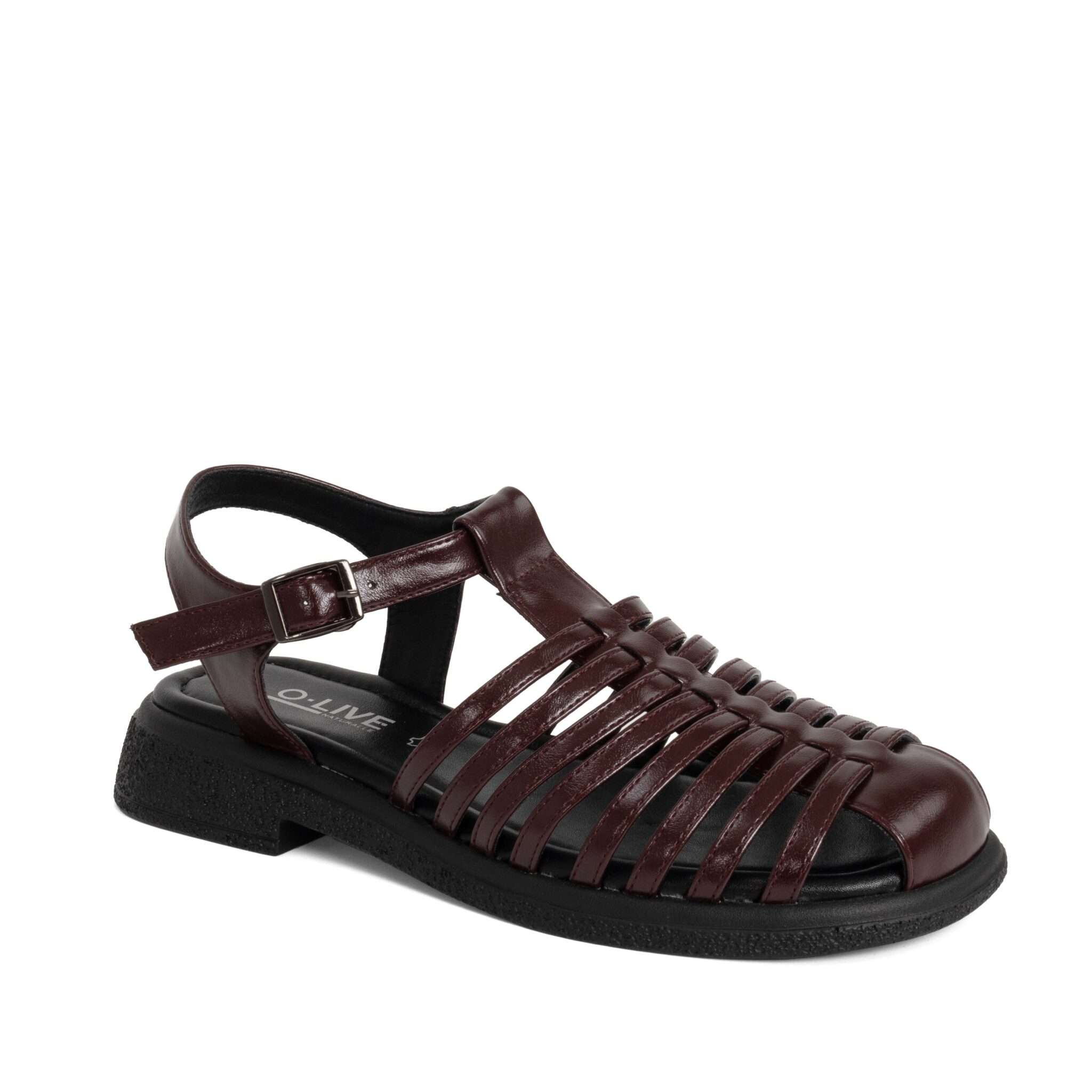 NEW Women sandals with Burgundy microfiber leather