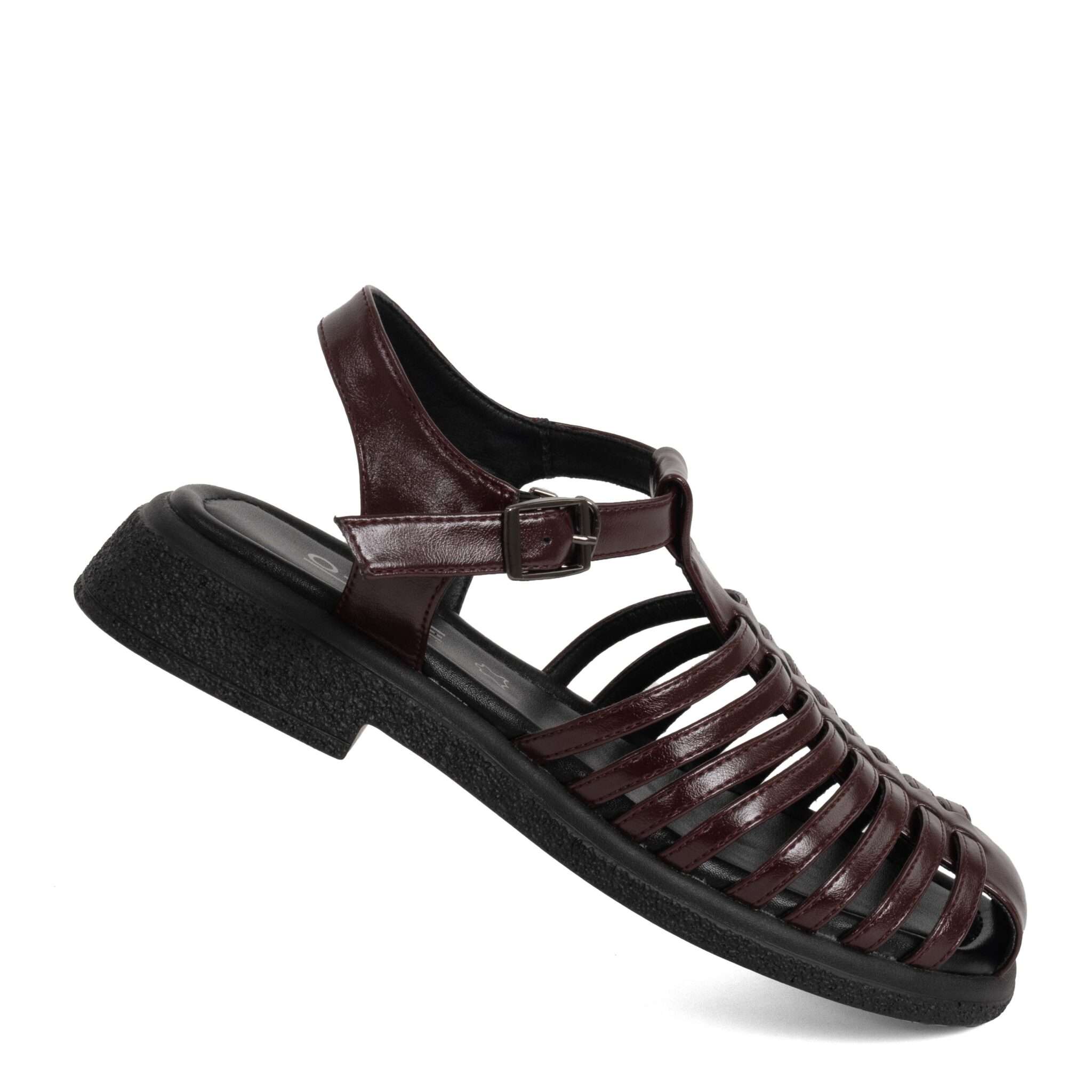 NEW Women sandals with Burgundy microfiber leather
