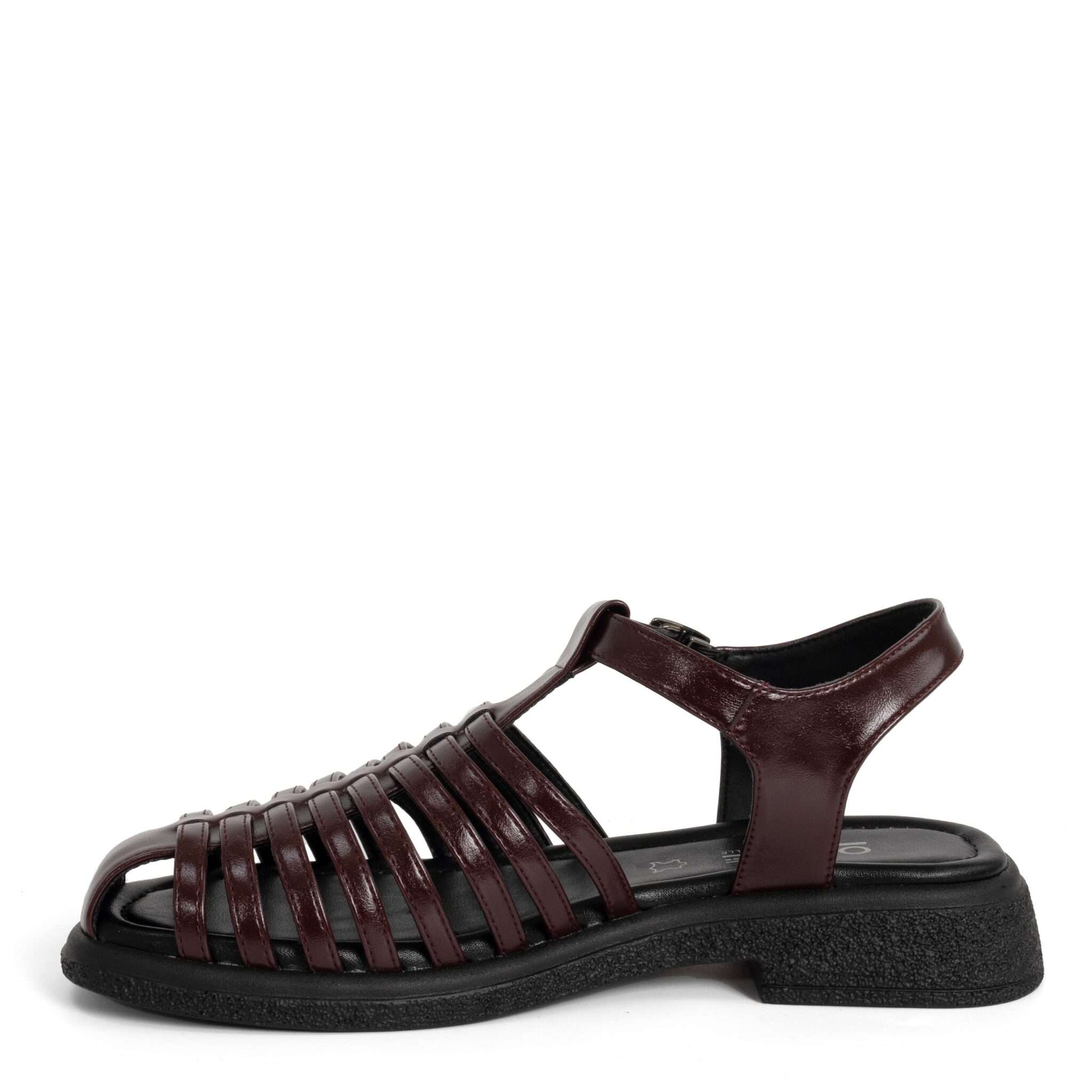 NEW Women sandals with Burgundy microfiber leather