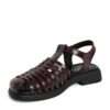 NEW Women sandals with Burgundy microfiber leather
